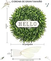 Vista 3 de DDHS Coronas de boj de 20 pulgadas para puerta delantera, corona de primavera artificial. Coronas para puerta delantera, granja, boda, verde, todo