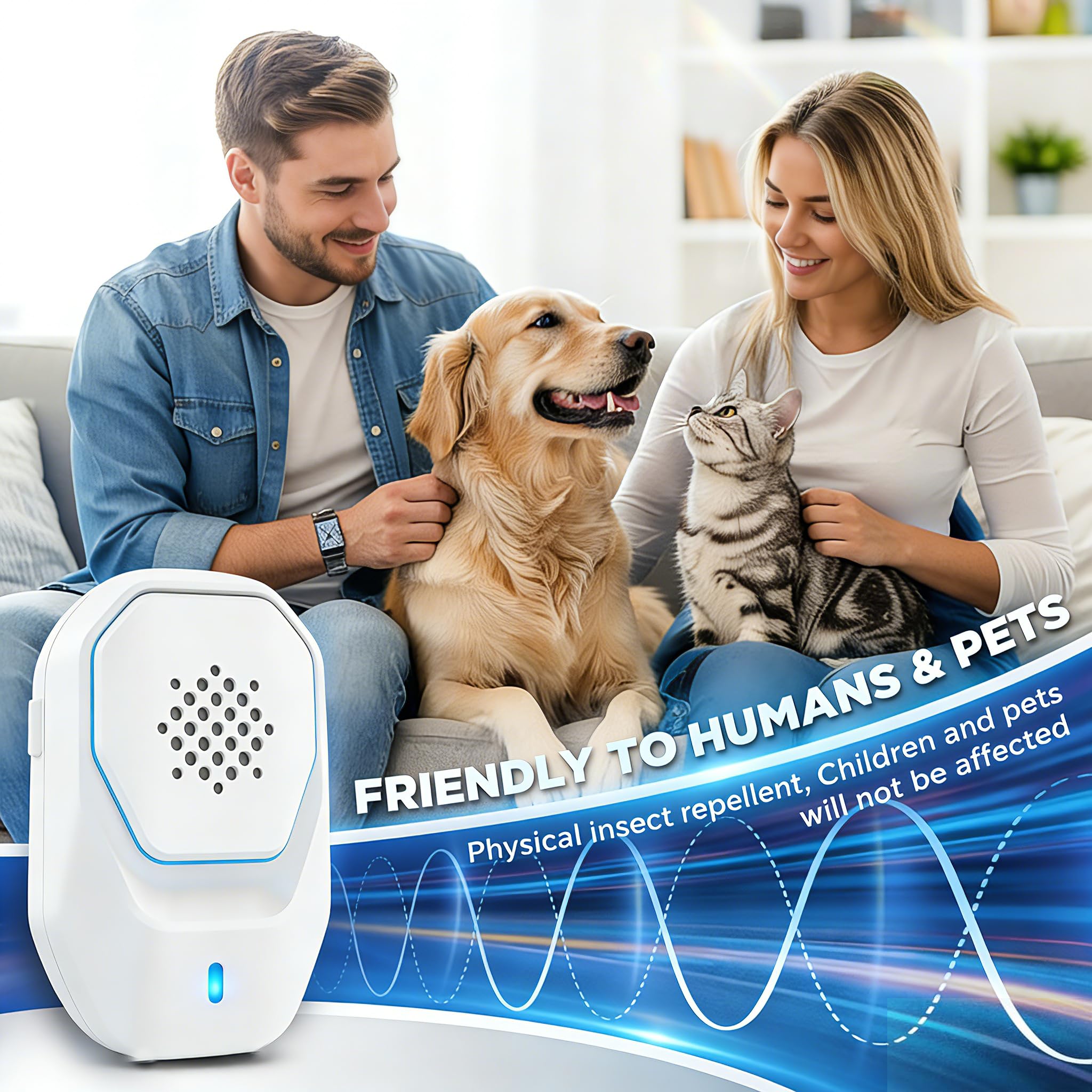 Repelente ultrasónicode Plagas, Repelente ultrasónico de Mosquitos y Control electrónico, Anti Ratones, Moscas, cucarachas, arañas, Hormigas, inofensivo para Mascotas y Humanos - (4 Pack) — view 7