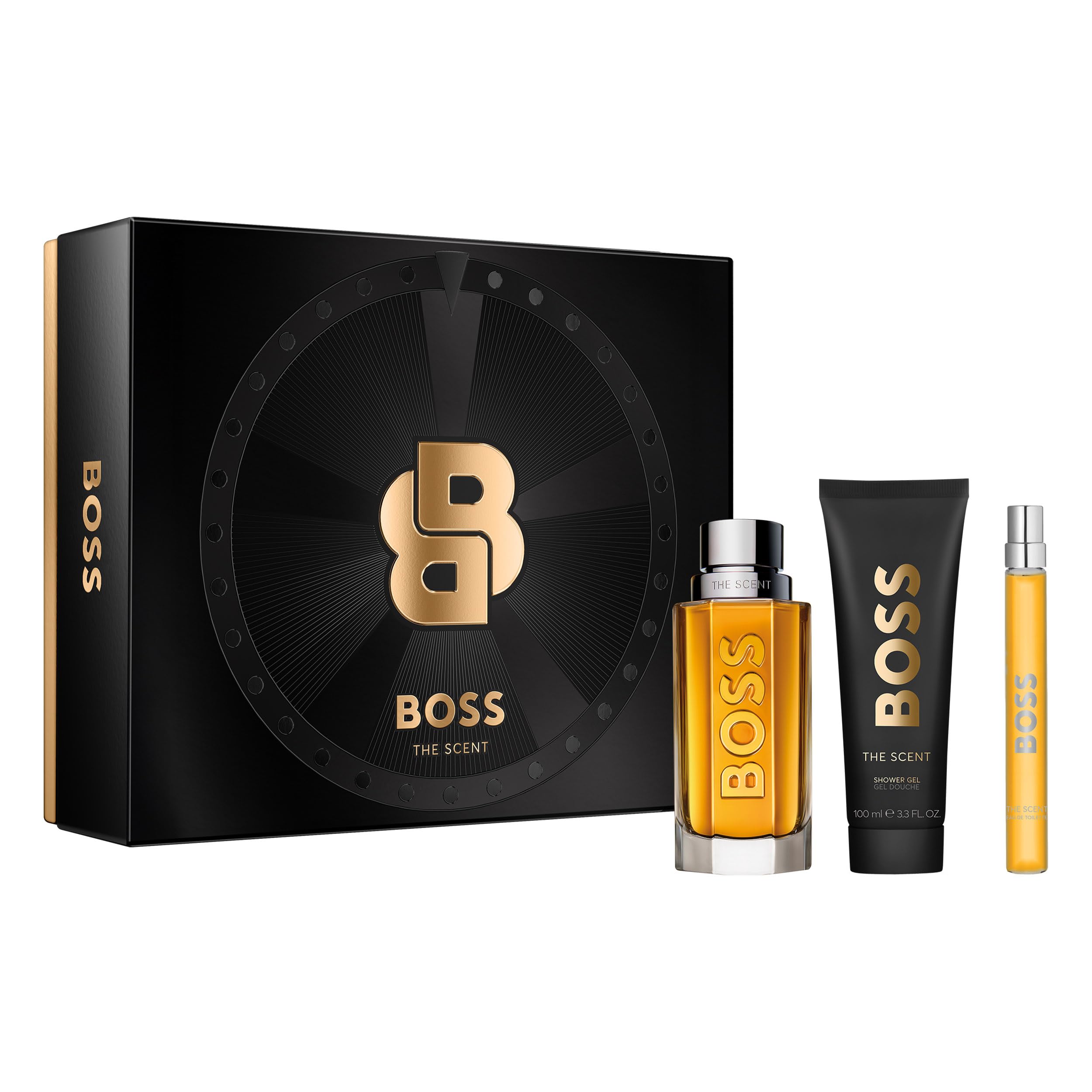 BOSS The Scent Eau de Toilette for Men and Shower Gel Trio Gift Set 100ml & 10ml