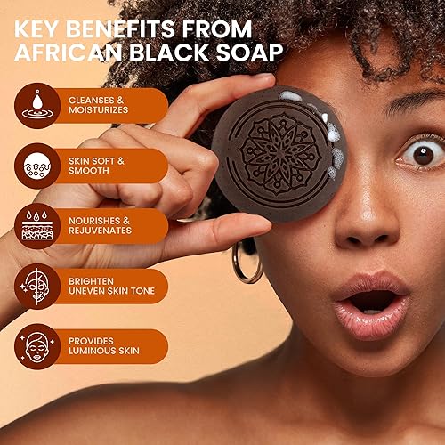 Miniatura 3 de Koji White Barra de jabón negra africana con ácido kójico para exfoliar el cuerpo – Jabón exfoliante facial e hidratante facial con manteca de