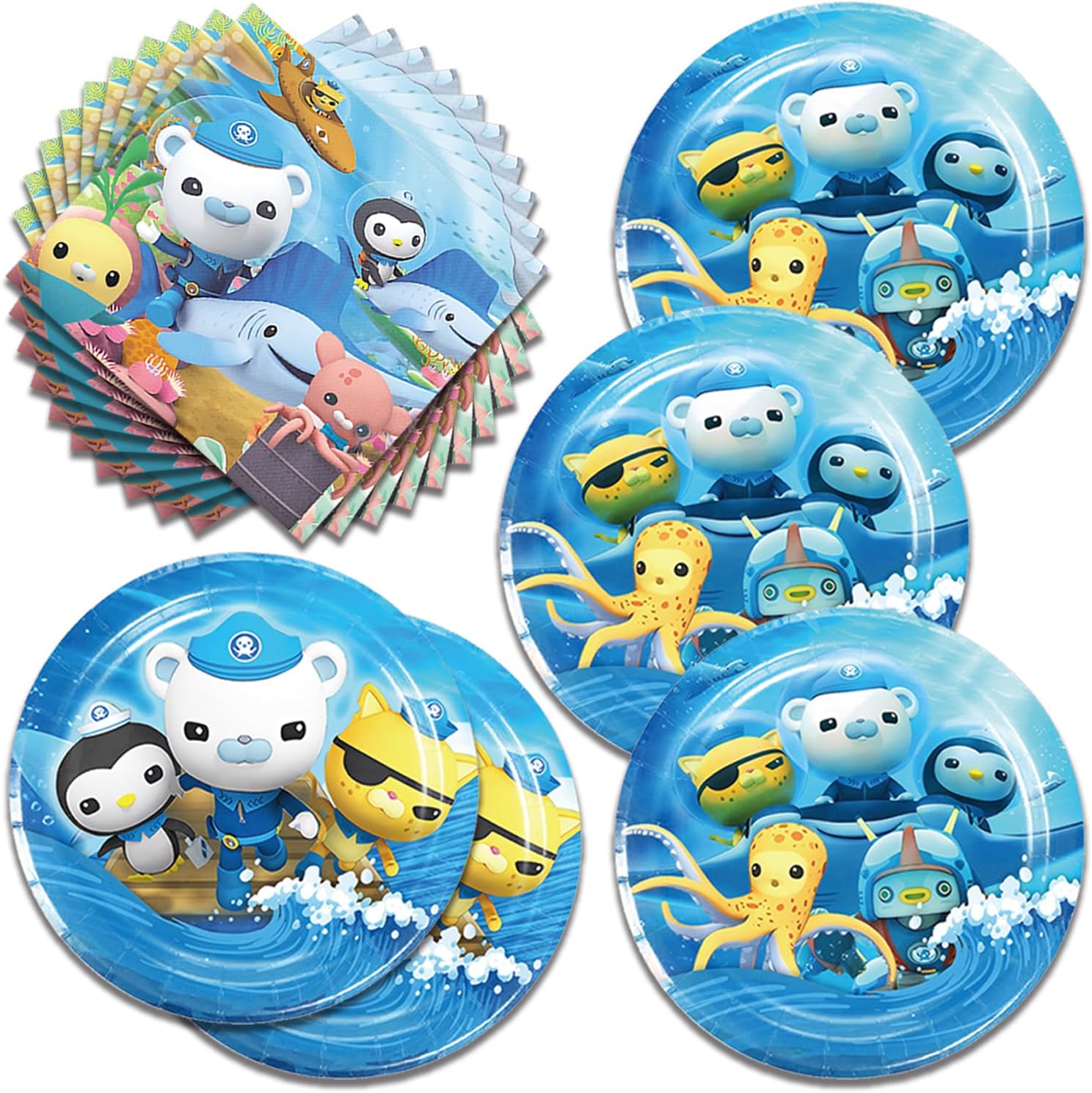40Pcs Octo Party Supplies include 20 plates, 20 napkins for the Octo birthday party decoration