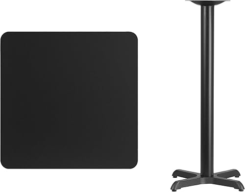 Miniatura 8 de Flash Furniture Stiles - Mesa cuadrada laminada negra de 30 pulgadas con base de mesa de altura de barra de 22 x 22 pulgadas