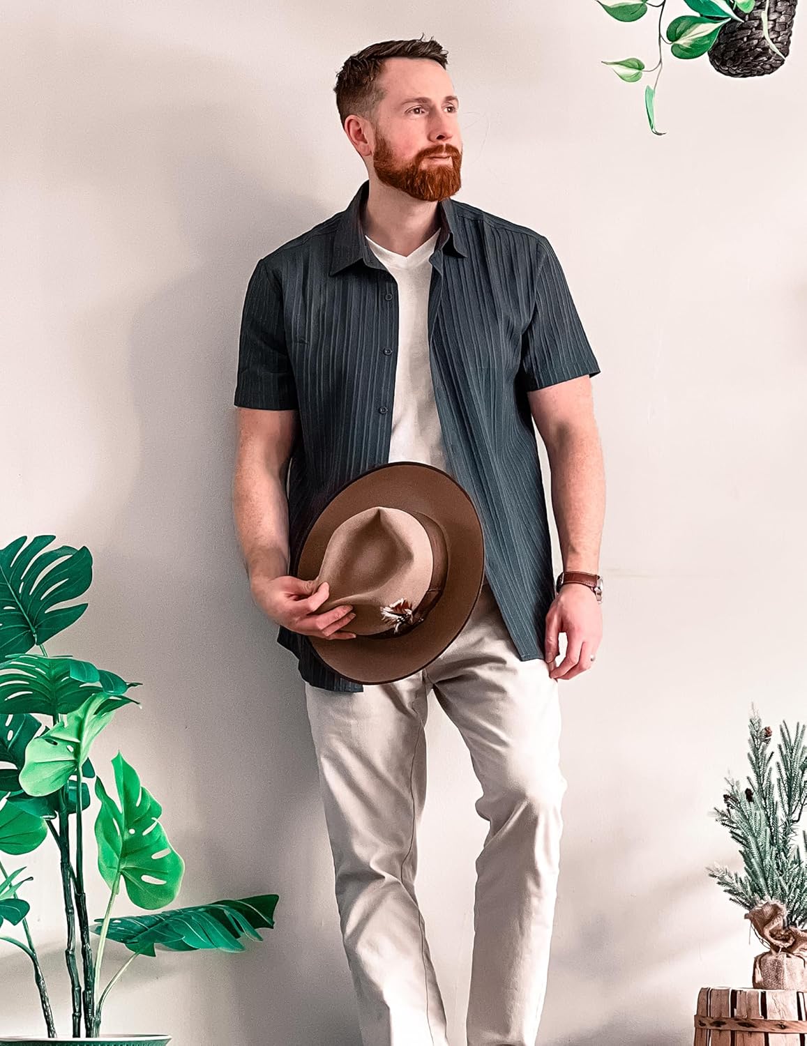 COOFANDY Men's Casual Button Down Shirts Short Sleeve Textured Summer Beach Shirts - Image 3