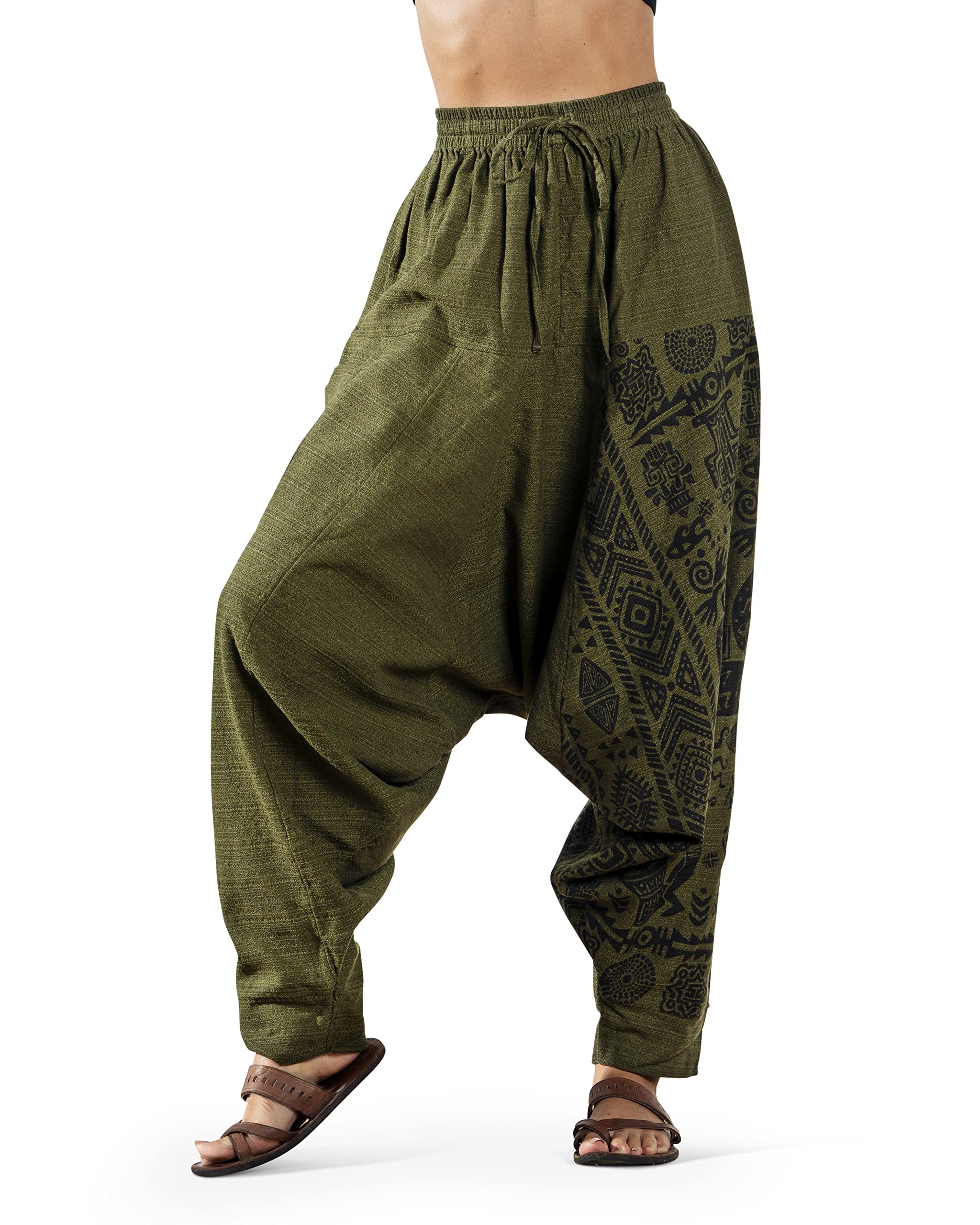 The Veshti Company Womens Printed Harem Pants - Boho Yoga Baggy Pants with Elastic Waist Drawstring Hippie Lounge