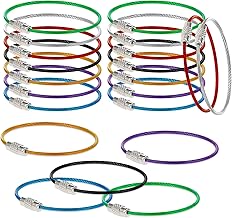 Cobee Draht Schlüsselanhänger, 21 Stück Edelstahl Drahtkabel Schlüsselring groß Nylon beschichteter Kabel Heavy Duty Gepäckanhänger Schleifen Schildhalter 2mm Twist Barrel 15cm/5.9" lang,7 Farben