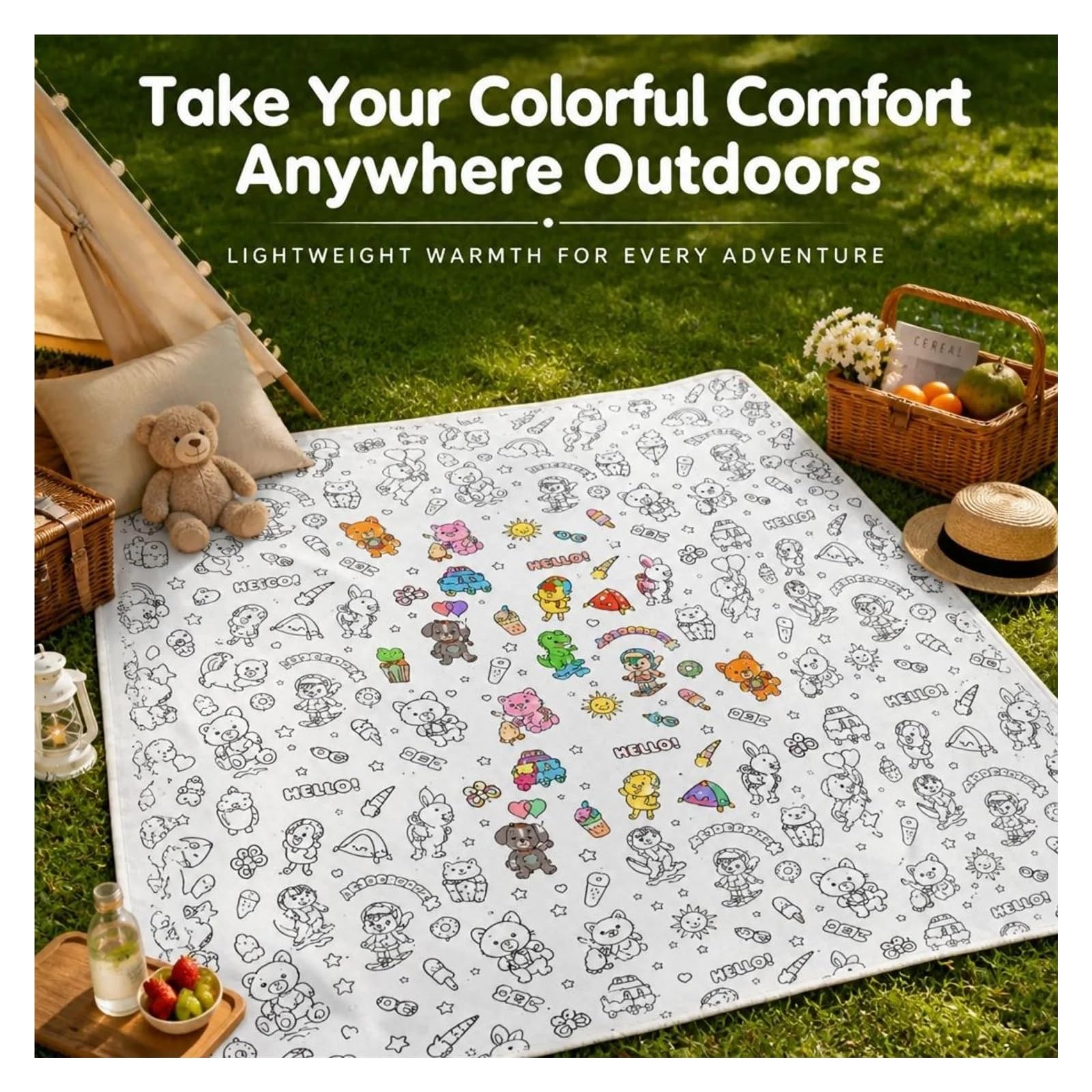 coperta da colorare Coperta da colorare fai te con motivo animale carino lavabile