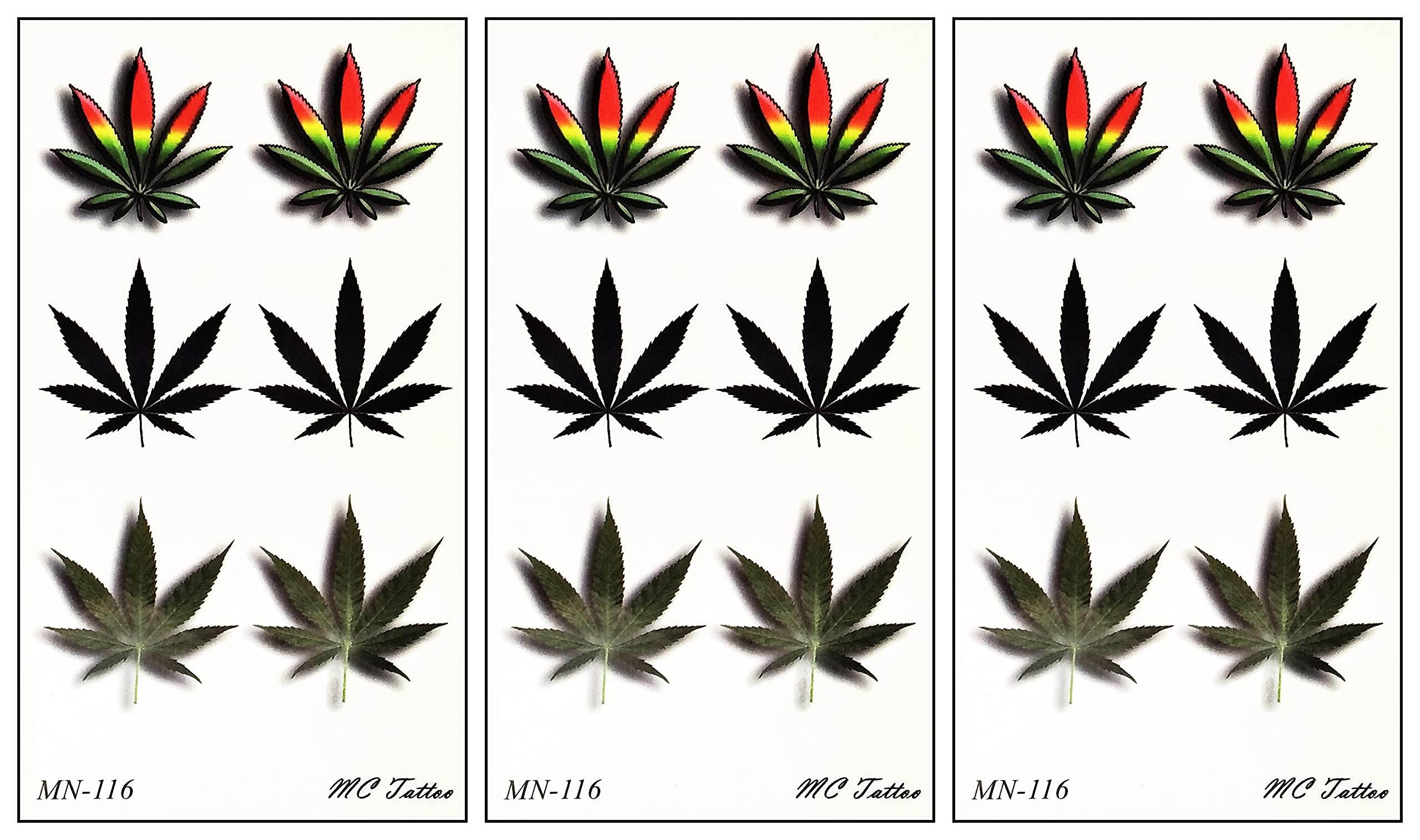 Amazon.com: Temporary Tattoos ONCEX Mini 3 Sheets Stickers Water Transfer  New Style Fake Body for Teens Men Women Art Painting Leaf Ganja Marijuana  Weed Rainbow Cartoon 3D Tattoo, Mix Color, 4.1X2.3 Inch