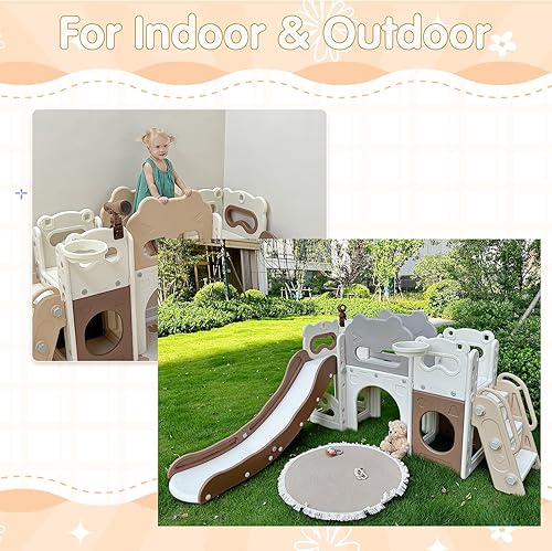 Miniatura 7 de Juego de tobogán de escalada para niños pequeños 9 en 1 para interiores, juguetes de diapositivas independientes para niños, escalar, gimnasio,