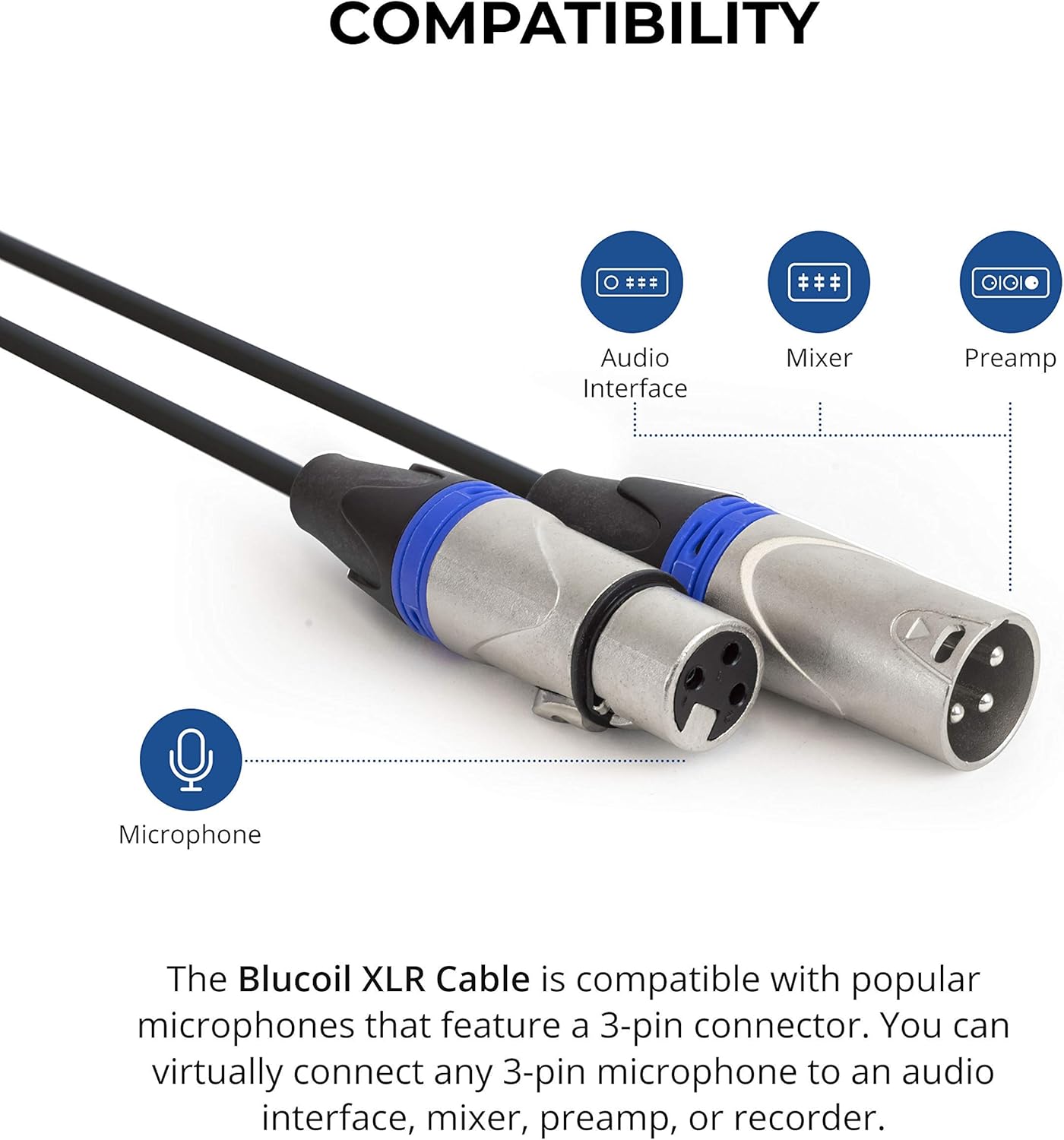 New Deal Audio Technica PRO 44 Cardioid Condenser Boundary Microphone for Conference Tables, Podiums, & Lecterns Bundle with Blucoil 2-Pack of 10-FT Balanced XLR Cables, and 5-Pack of Reusable Cable Ties