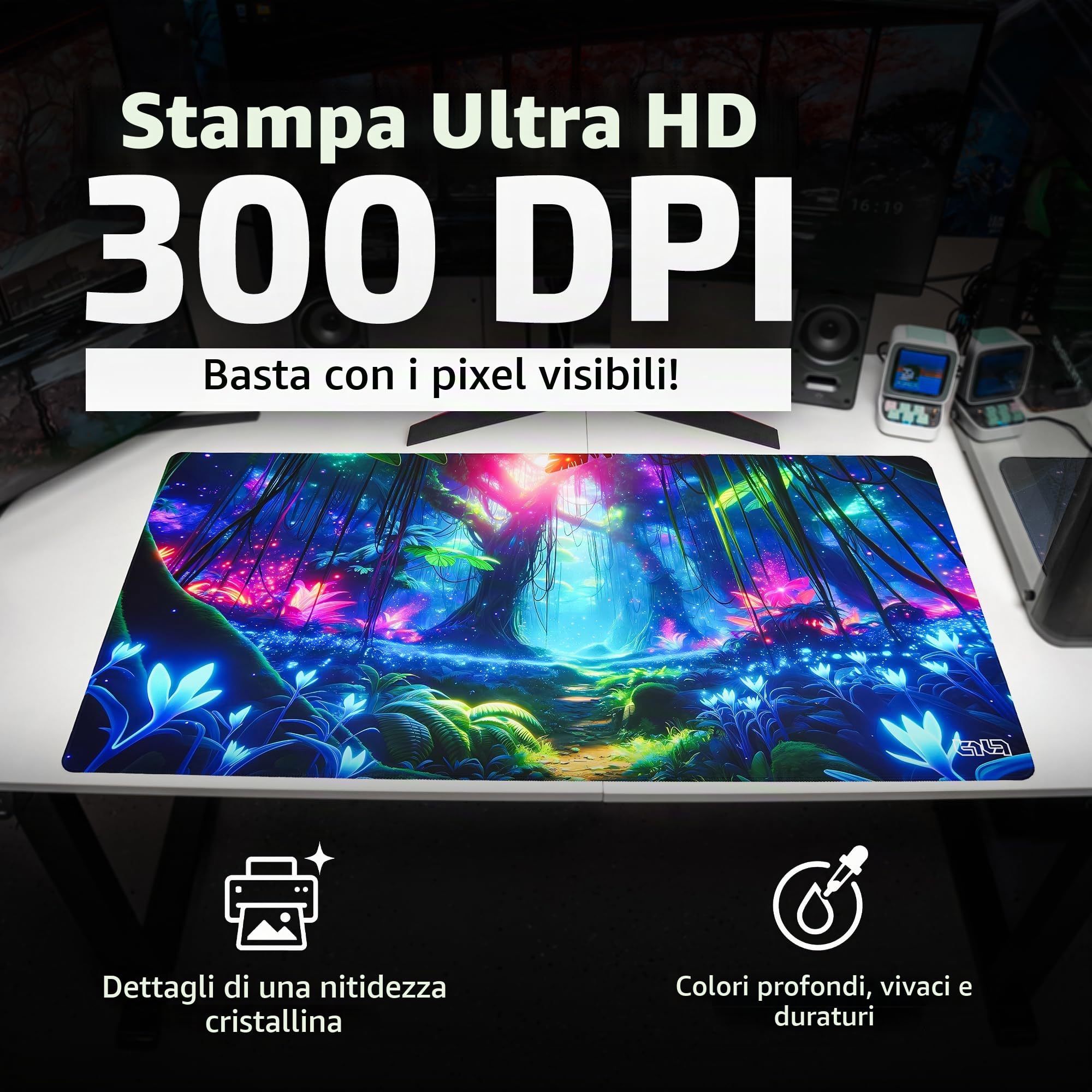 Tilt Tappetino Mouse XXL 100x50 cm | Antiscivolo Sottomano Scrivania | Impermeabile Tappetino Mouse Gaming | Accessori Scrivania Ufficio e PC | Tappetino Scrivania Grande (Cosmic Forest)
