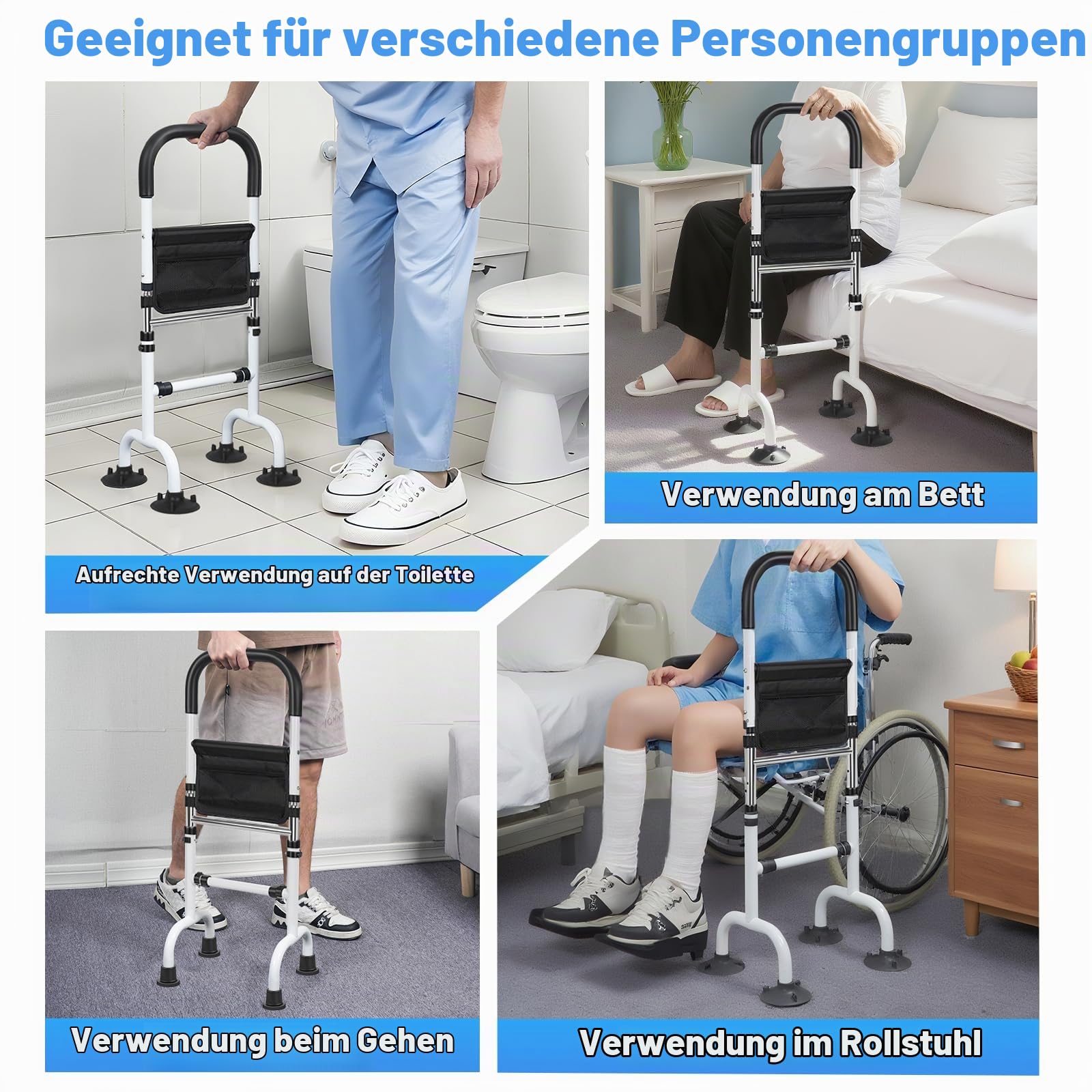 AKOZLIN Aufstehhilfe Senioren, Höhenverstellbar, Belastbar 136KG | Mobile Aufsteh und Sitzhilfe, Stand Bett Aufstehhilfe, Geeignet für Ältere und Behinderte Menschen