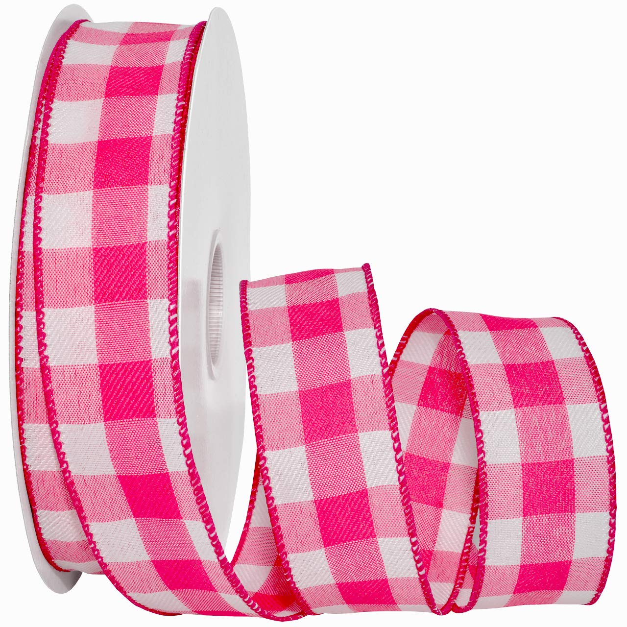Morex Ribbon Gingham Style Ribbon, 1-1/2 inch by 50 Yards, Shocking Pink