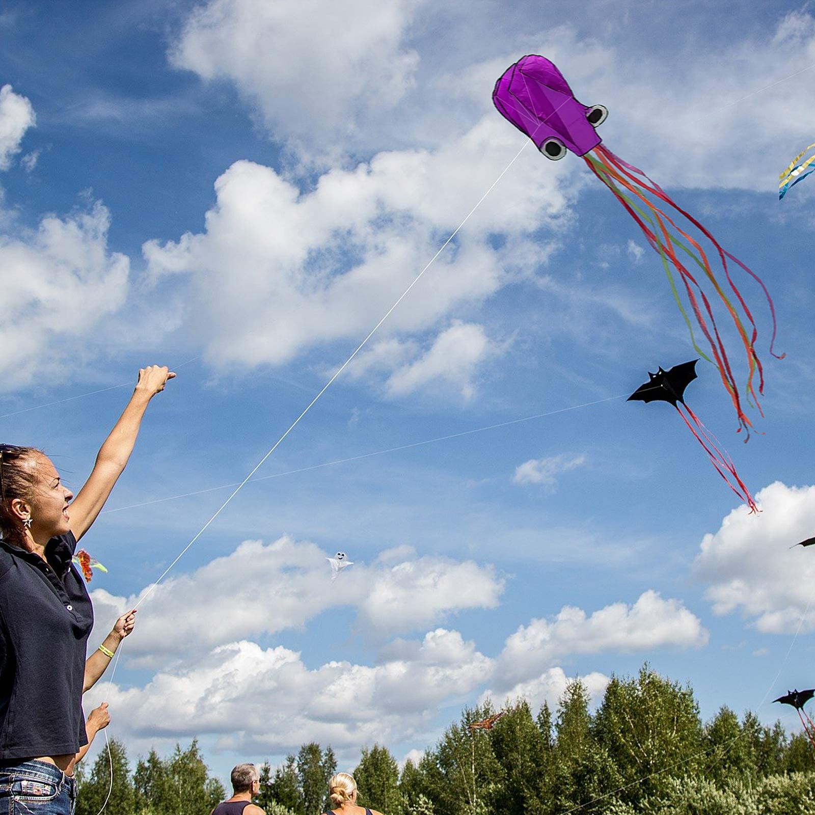 Skylety 6 Pieces Octopus Kite, Easy Flyer Kites with Long Tail, with a 100-meter Flying Line, Play with Kids on The Beach, Park, Outdoor Games and Activities - Image 7