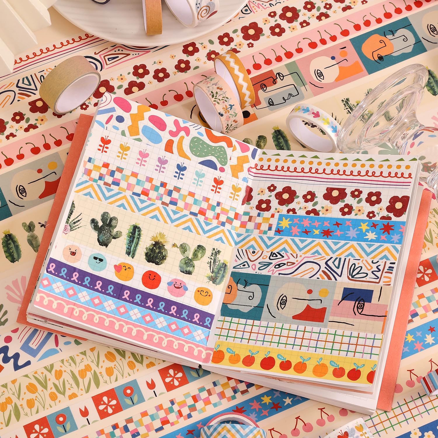 Washi Tape Set - 35 Rolls Floral & Cute Designs -7