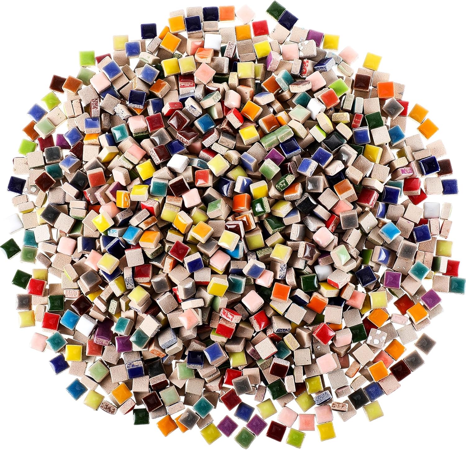 Honeydak 1500 Pcs Colorful Ceramic Mosaic Tiles 0.4x0.4 Inch - Bulk 3.3 Lb Square Glazed Porcelain for Crafts DIY Home Decor Art Projects