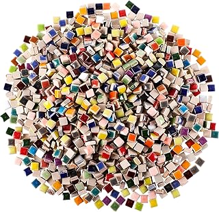 Honeydak 3.3 Lb/1500 Pcs Mosaic Tiles Square Colorful Ceramic Mosaic Til...