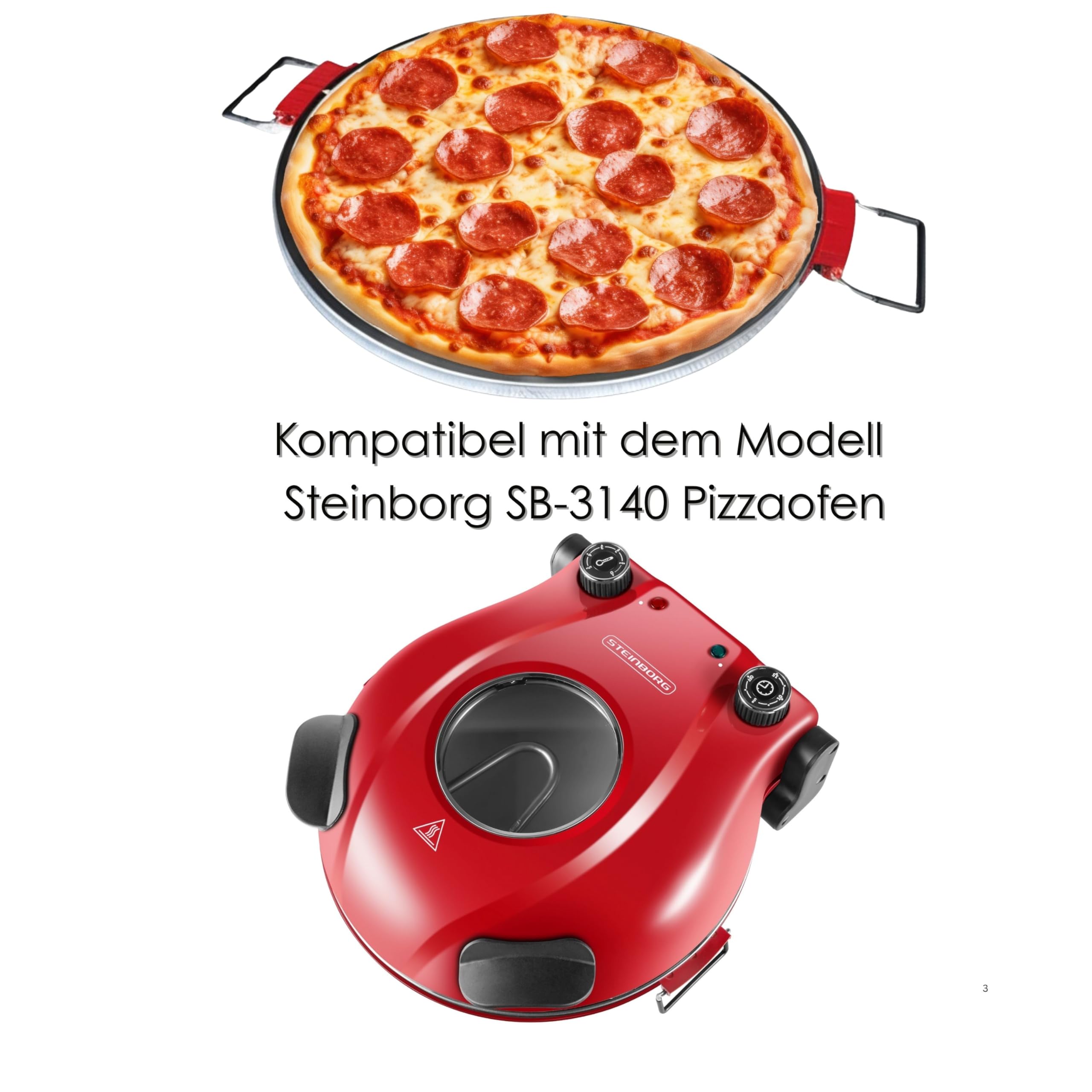 Steinborg Pietra per pizza compatibile con Steinborg SB-3140 - Pietra per pizza per forno a gas - Cordierite smaltata