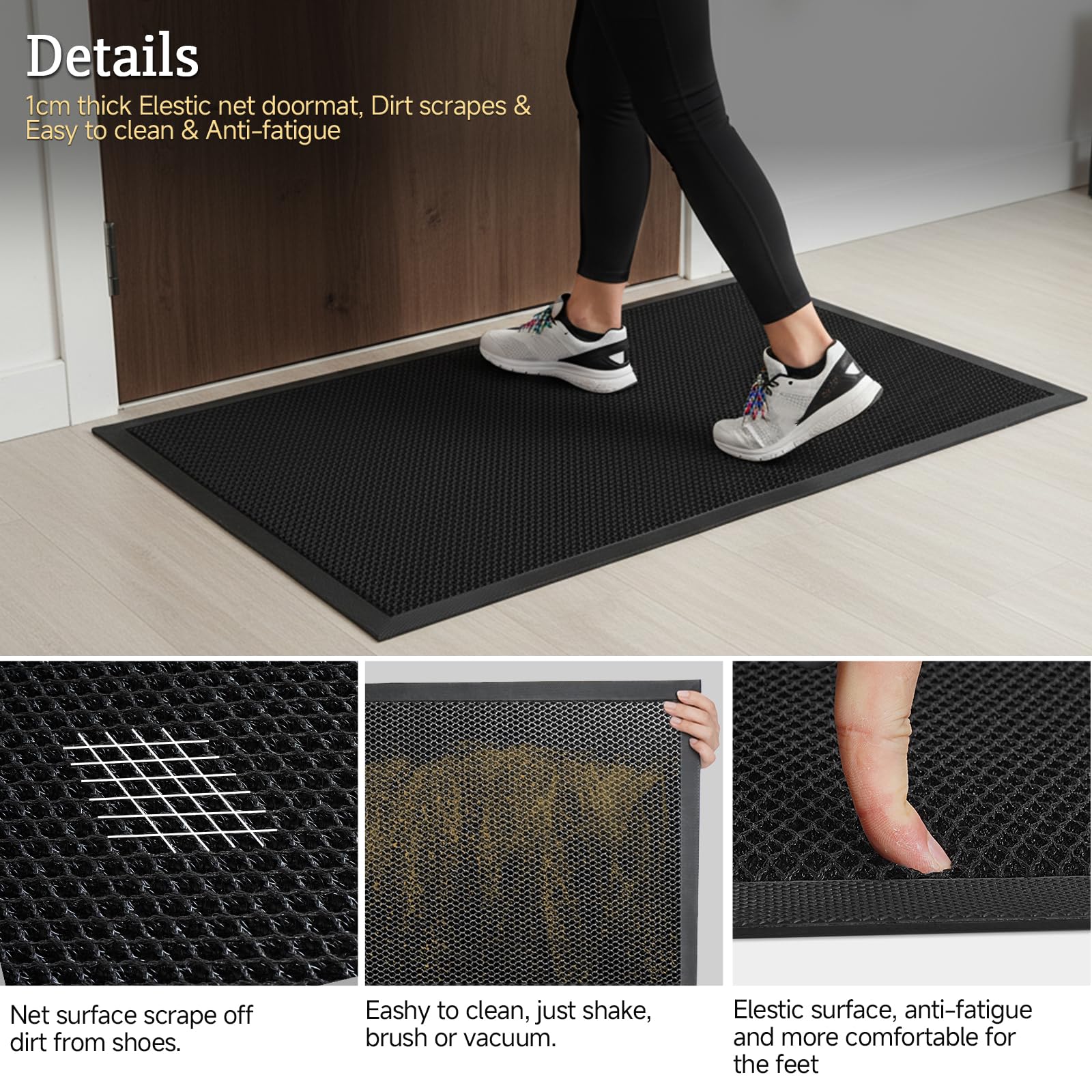 4x6 FT Elastic Dirt Trapper Mat with Rubber Backing for entryway(Jet Black) — Amazon image 3