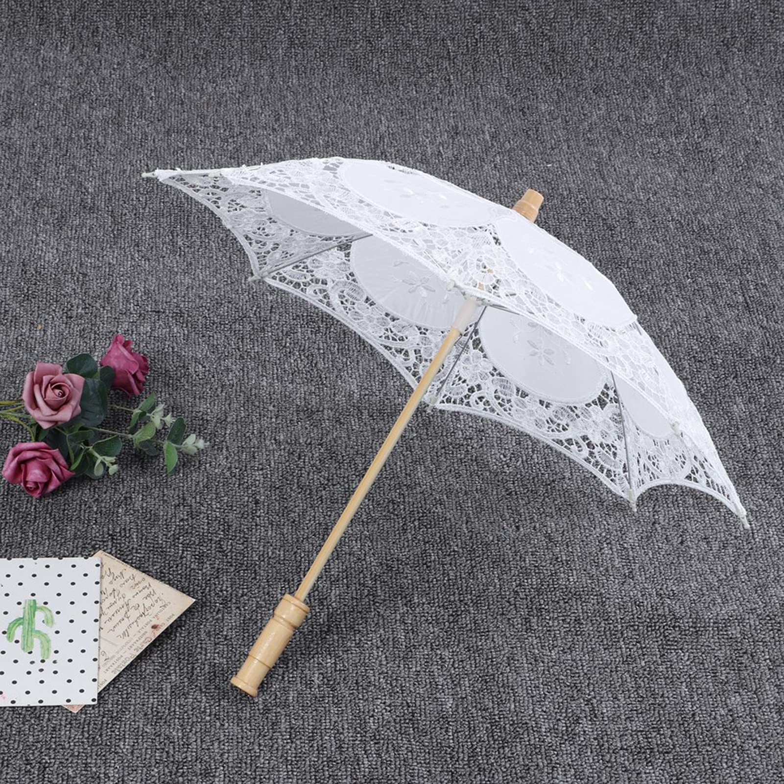 Duży Koronkowy Parasol, Koronkowy Parasol ślubny w Stylu Zachodnim Parasol Bankietowy Fotografia Sceniczna Rekwizyt Materiały ślubne Fotografia Zewnętrzna (biały, duży)