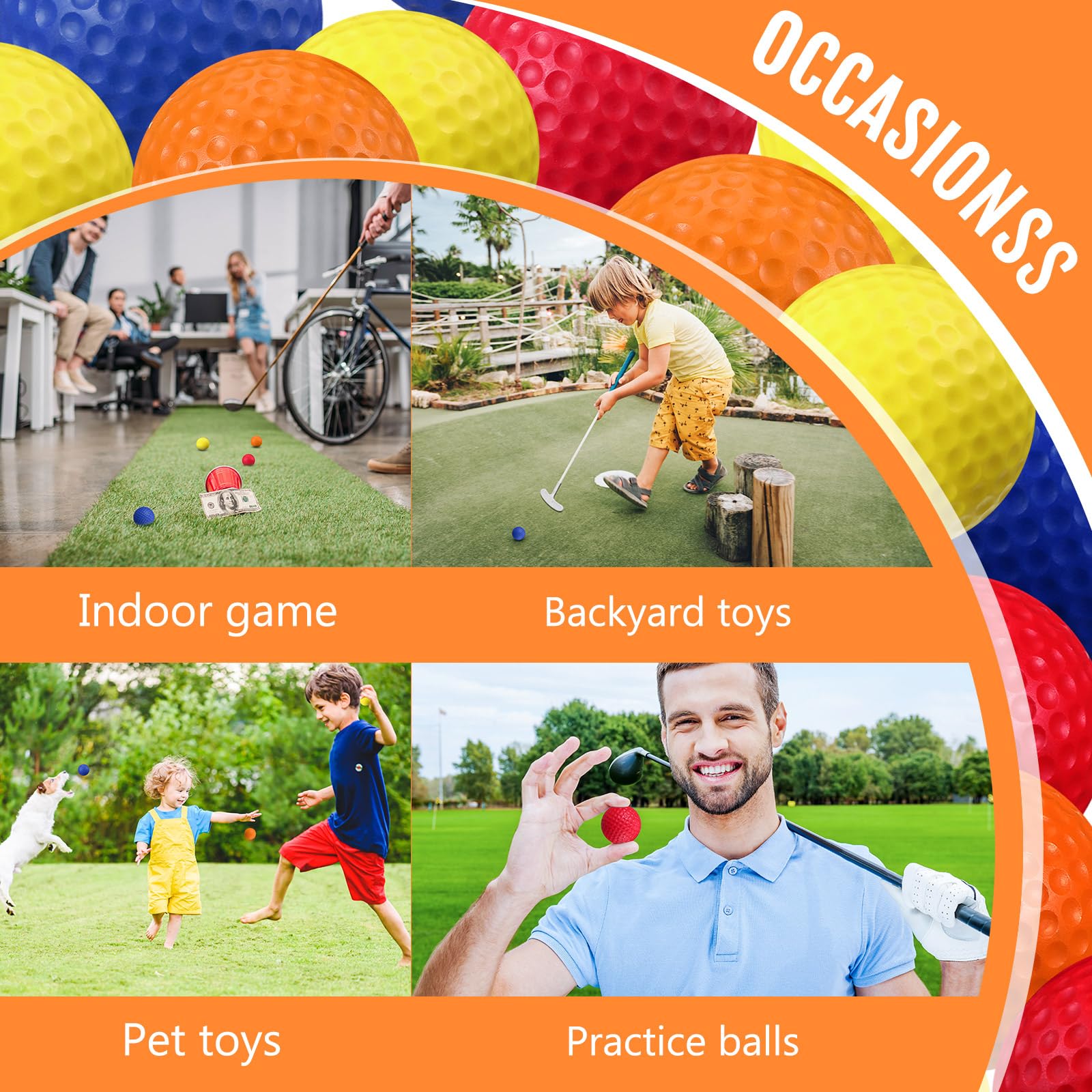 Junkin Schaumstoff-Golfbälle, Gummi-Übungsbälle, realistisches Gefühl und Flugsport-Training für drinnen oder draußen, Golftraining im Hinterhof, 80 Stück