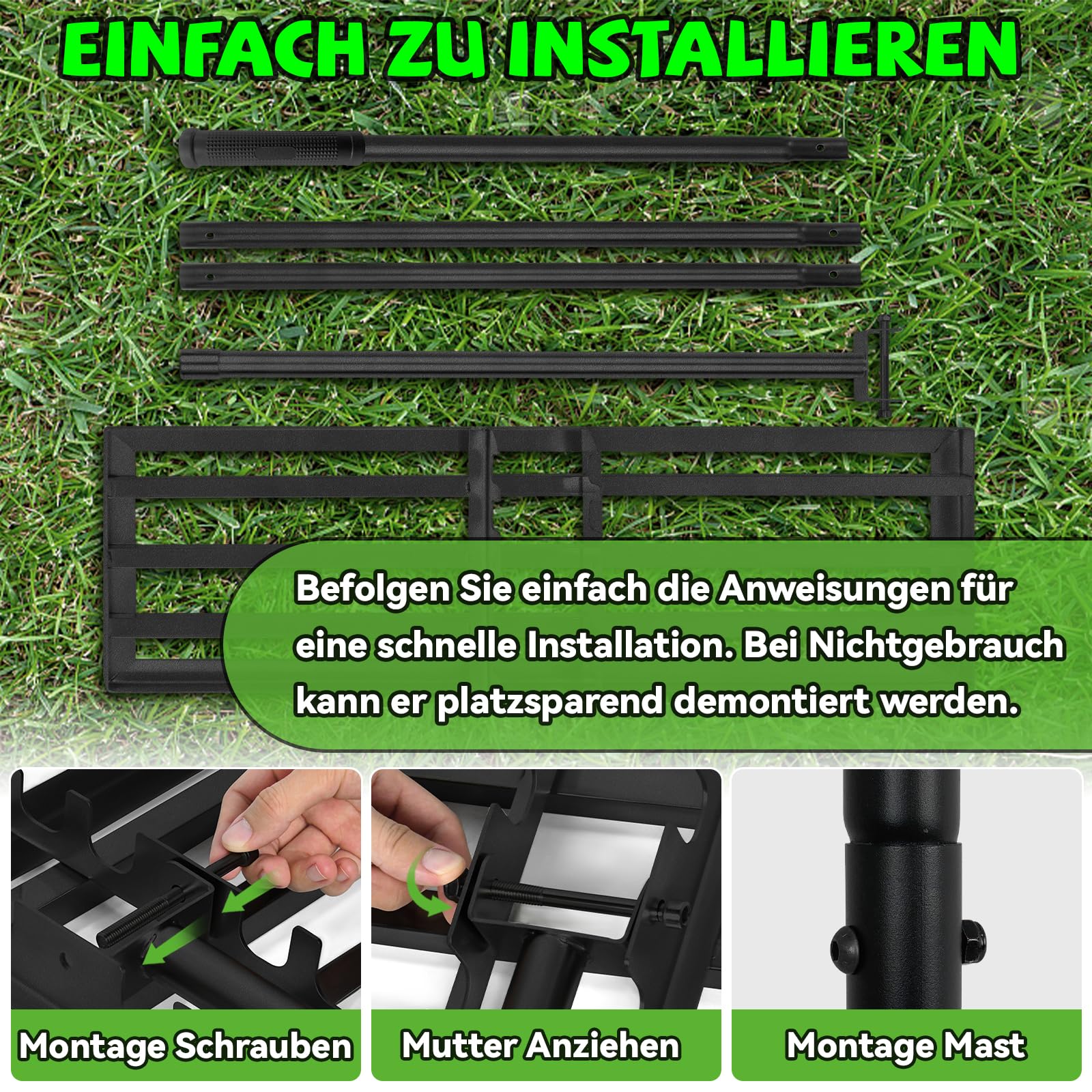 Froadp Rascador de césped de acero inoxidable, rastrillo de jardín, con mango de goma antideslizante, longitud ajustable, 101 – 202 cm, para arena, eliminación de césped perfecto (25 x 76 cm)