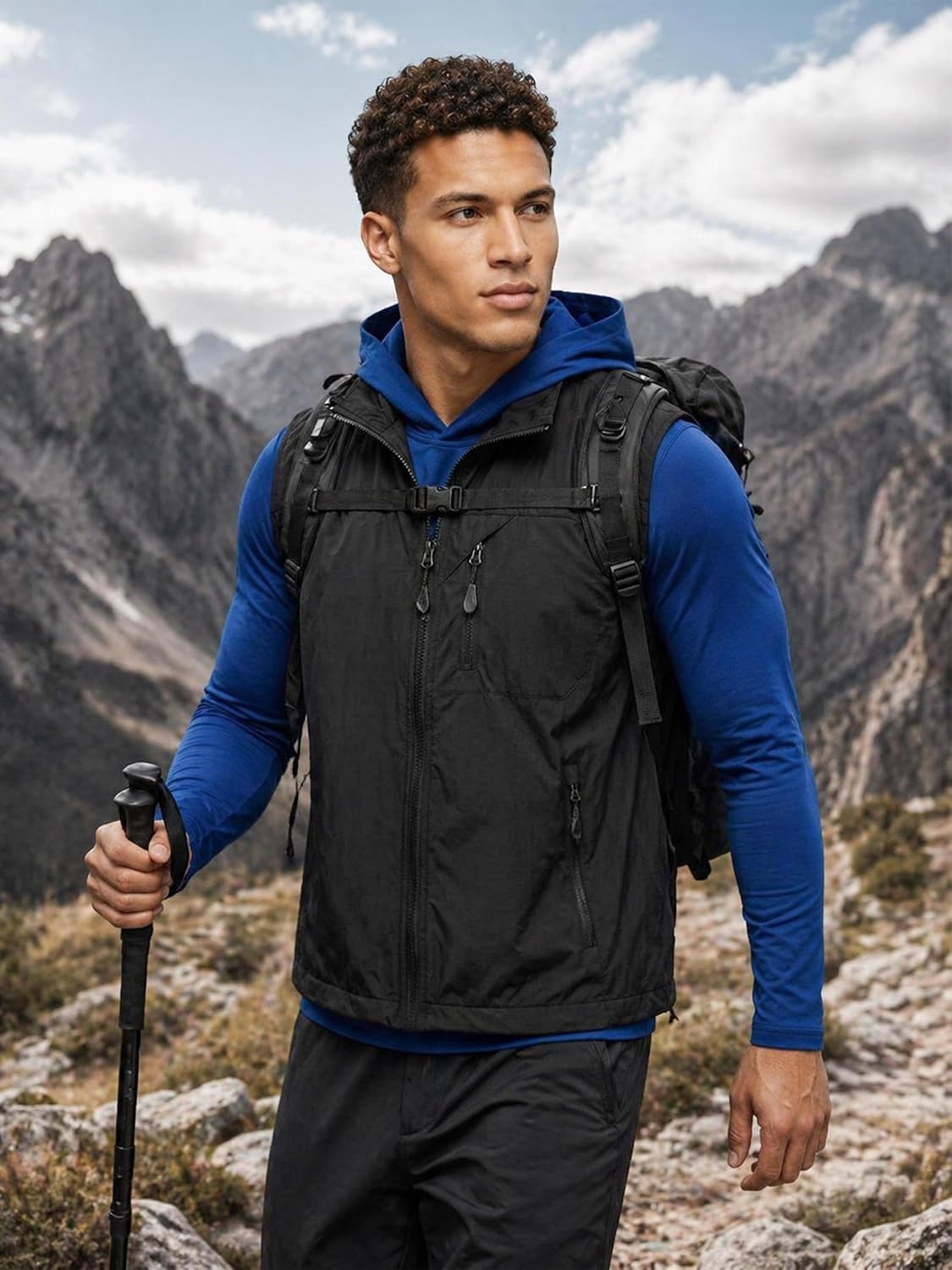 Men's Lightweight Vest Zip Up Sleeveless Jacket Windproof Softshell Outdoor Work Vest with Pockets