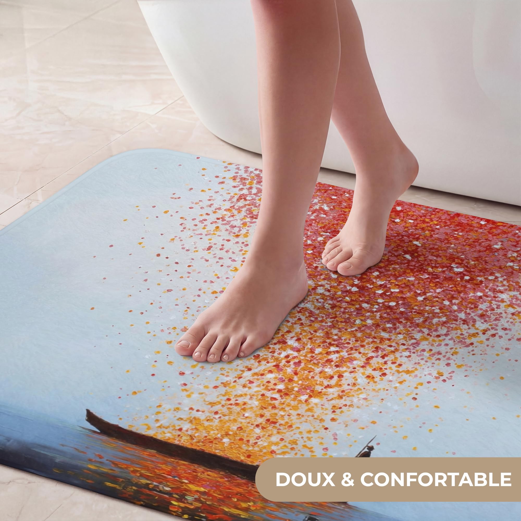 Tapis Bain Non Slip Bath Mat Douche Absorbant Antidérapant Lavable