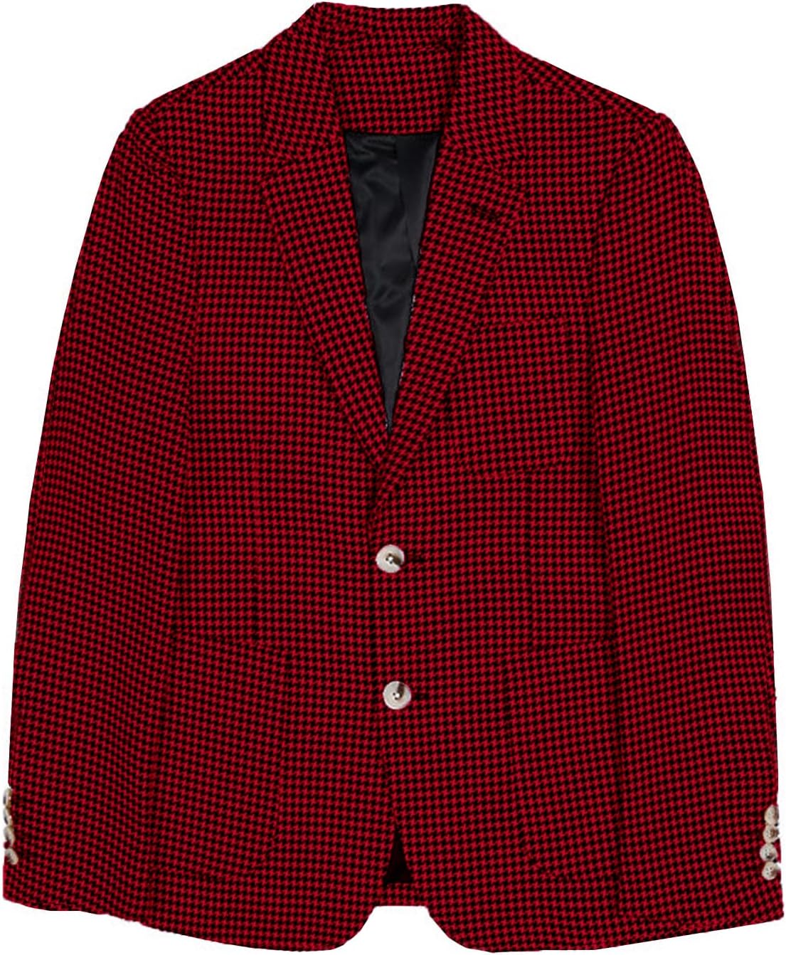Men's Houndstooth Blazer Single Breasted Button Notch Lapel Suit Jacket for Casual/Daily