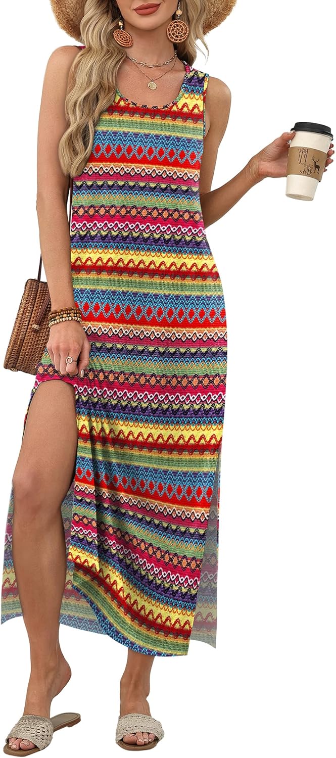 WIHOLL Maxi Dress Summer Dresses 2026 Beach Vacation Clothes Sleeveless Sundresses with Pockets Boho S-3XL - Image 4