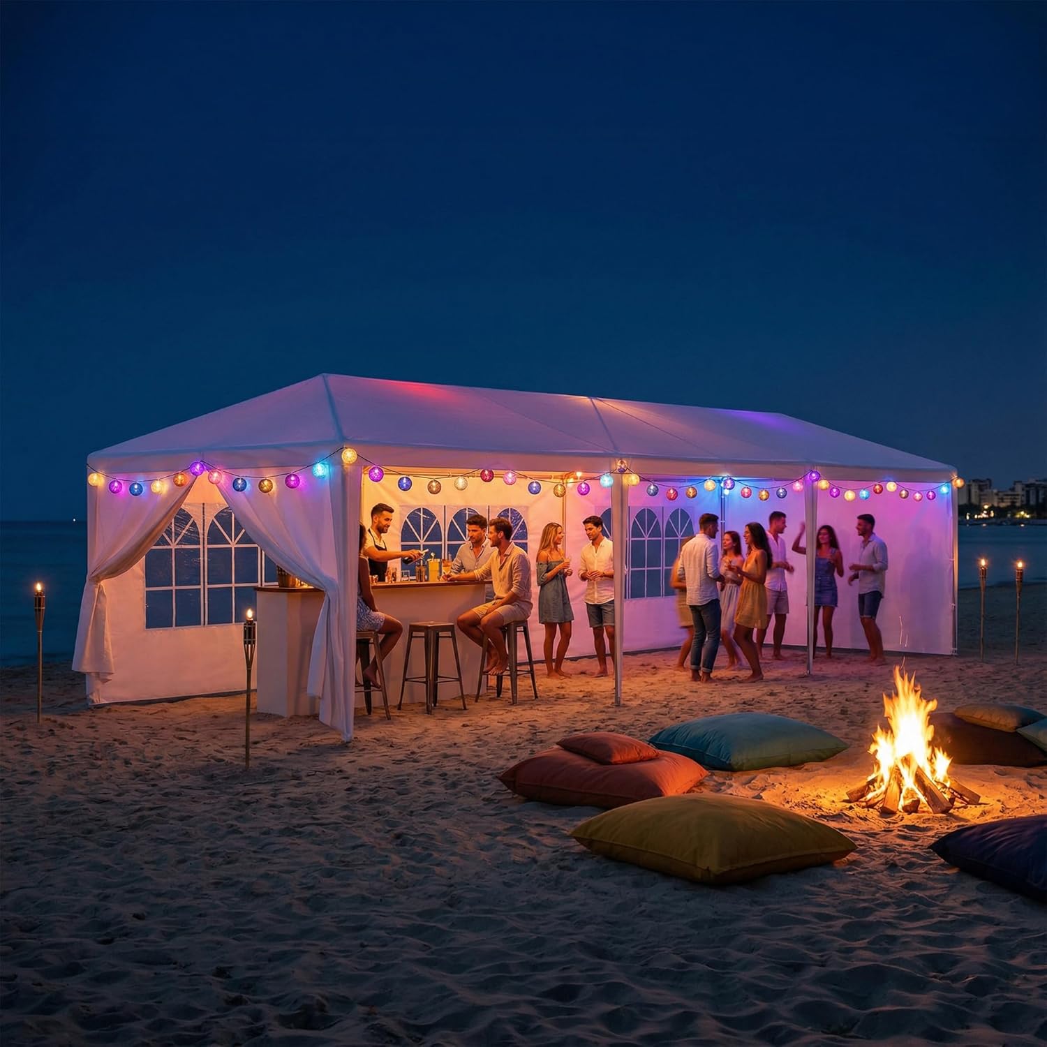 JupiterForce 10x30 Party Tent Outdoor Canopy Tents for Parties with 8 Removable Sidewalls Heavy Duty Waterproof Gazebo Shelter for BBQ, Wedding, Events, Camping, Birthday Party, Backyard and Patio
