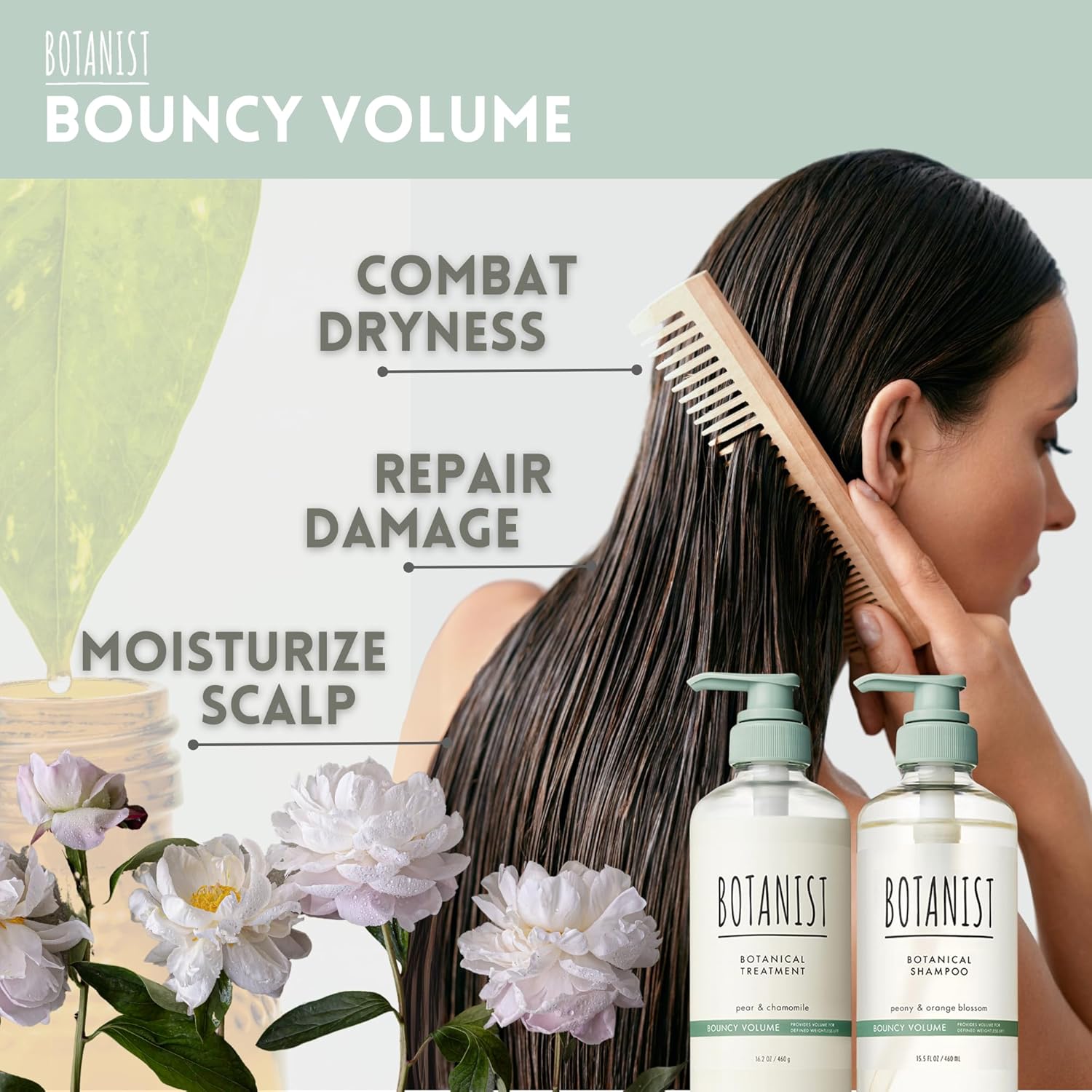 BOTANIST Hair Thickening Shampoo and Conditioner Set for Curly Hair, Anti Thinning Shampoo & Conditioner for Women with Keratin& Jojoba Oil, Sulfate & Paraben Free from Japan 31.7Fl Oz BOUNCY VOLUME