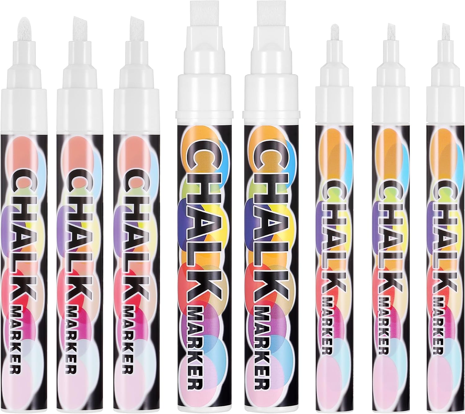 JIANTA Pack of 8 White Chalk Pens for Windows Blackboard Glass Washable 3