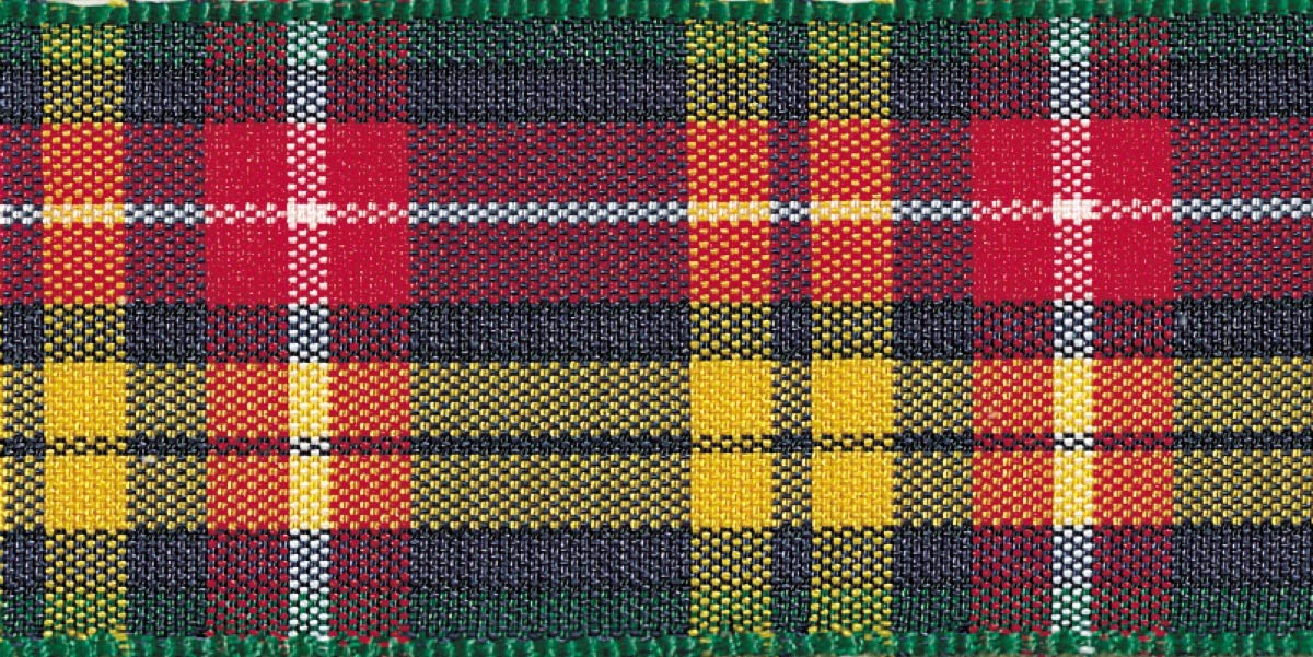 Berisfords Tartan Ribbon - 17 Traditional Designs for Home, Gifts, Fashion and Crafts - Buchanan Tartan - 7mm Wide x 25 Metres