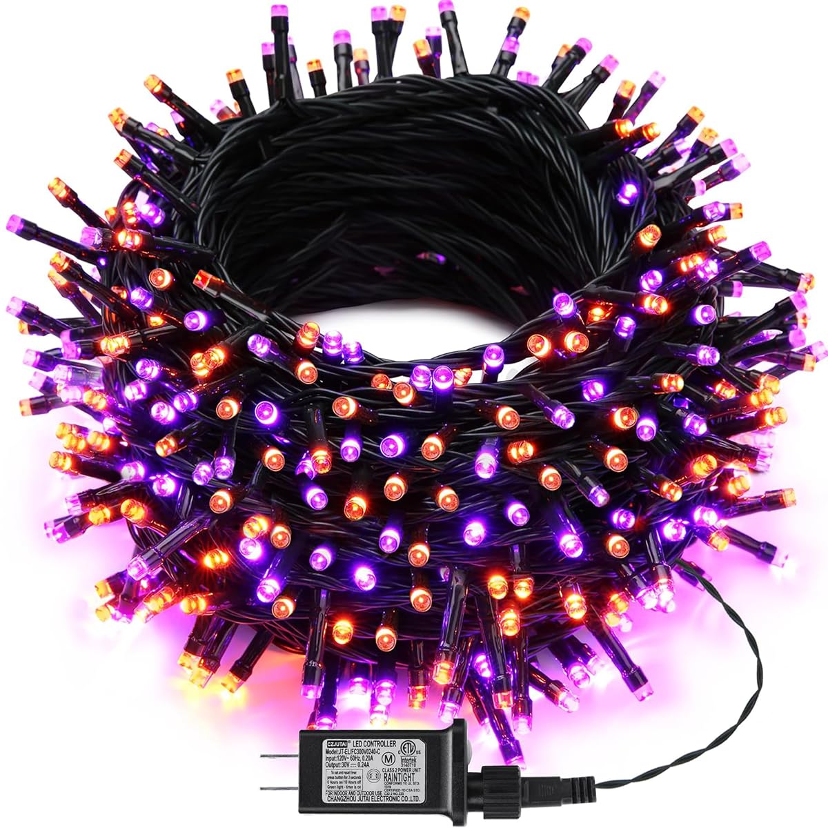 Joomer 500 Led Halloween String Lights - Orange Purple, Waterproof, 8 Modes,