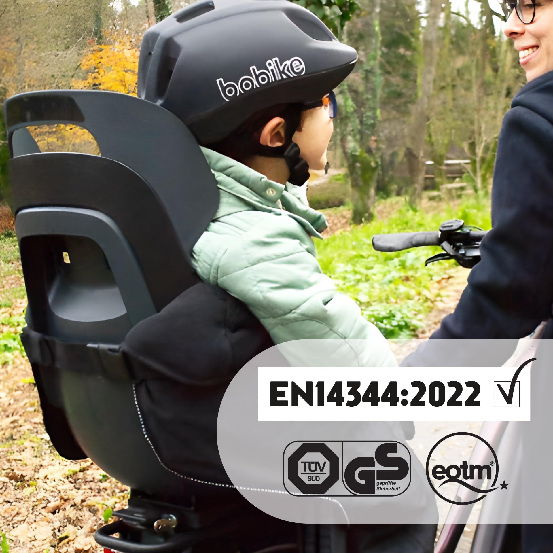BOBIKE 8011500001 - Siège arrière GO MAXI AVS+, monté sur un porte-bagages AVS+ pour vélos, adapté aux enfants avec un poids maximal de 22 kg, couleur Urban Noir