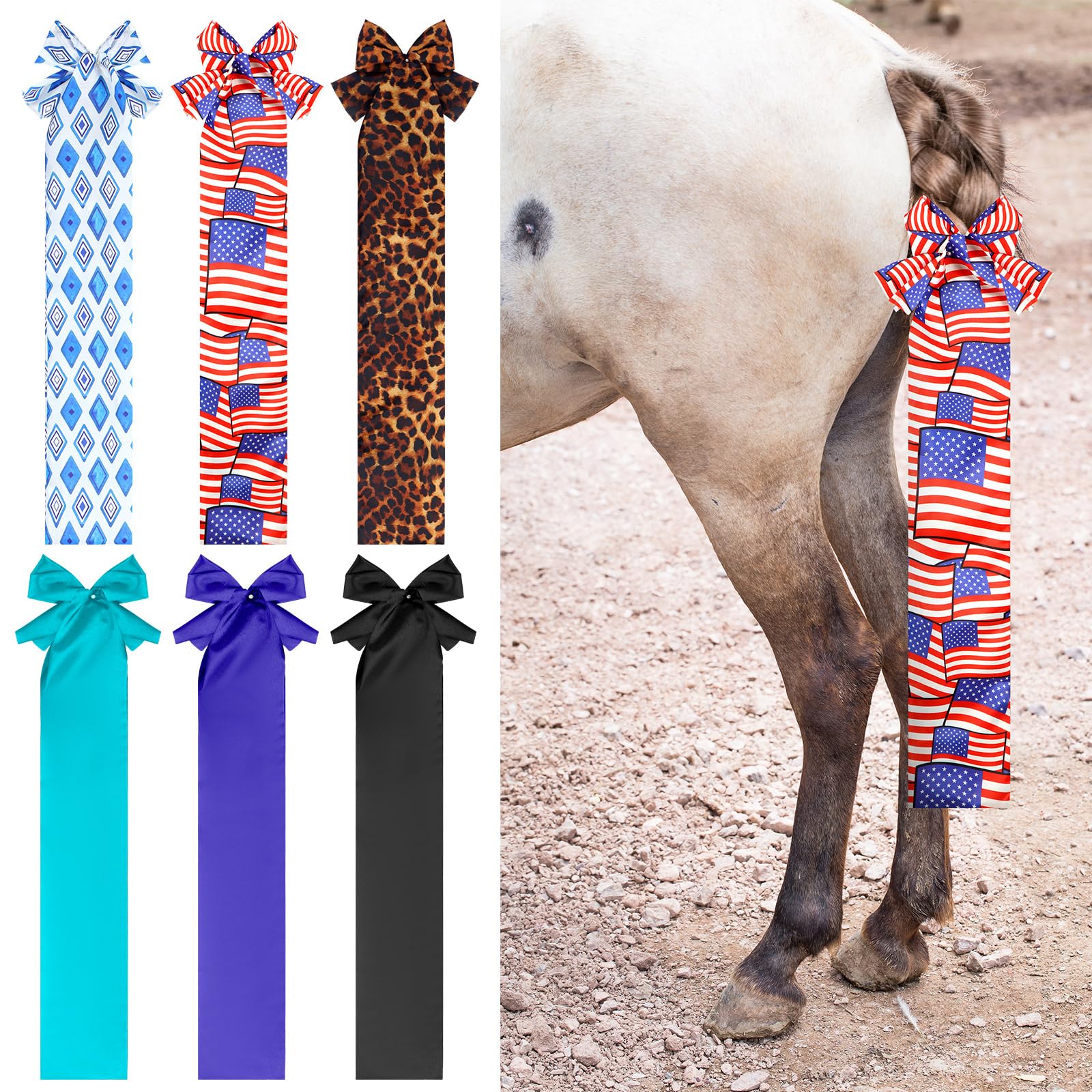 Huhumy 6 bolsas de cola de caballo, transpirables, con protección de cola de caballo, 2 correas de cierre, suministros de aseo para evitar que la cola se rompa la suciedad, 6 diseños (estilo moderno)