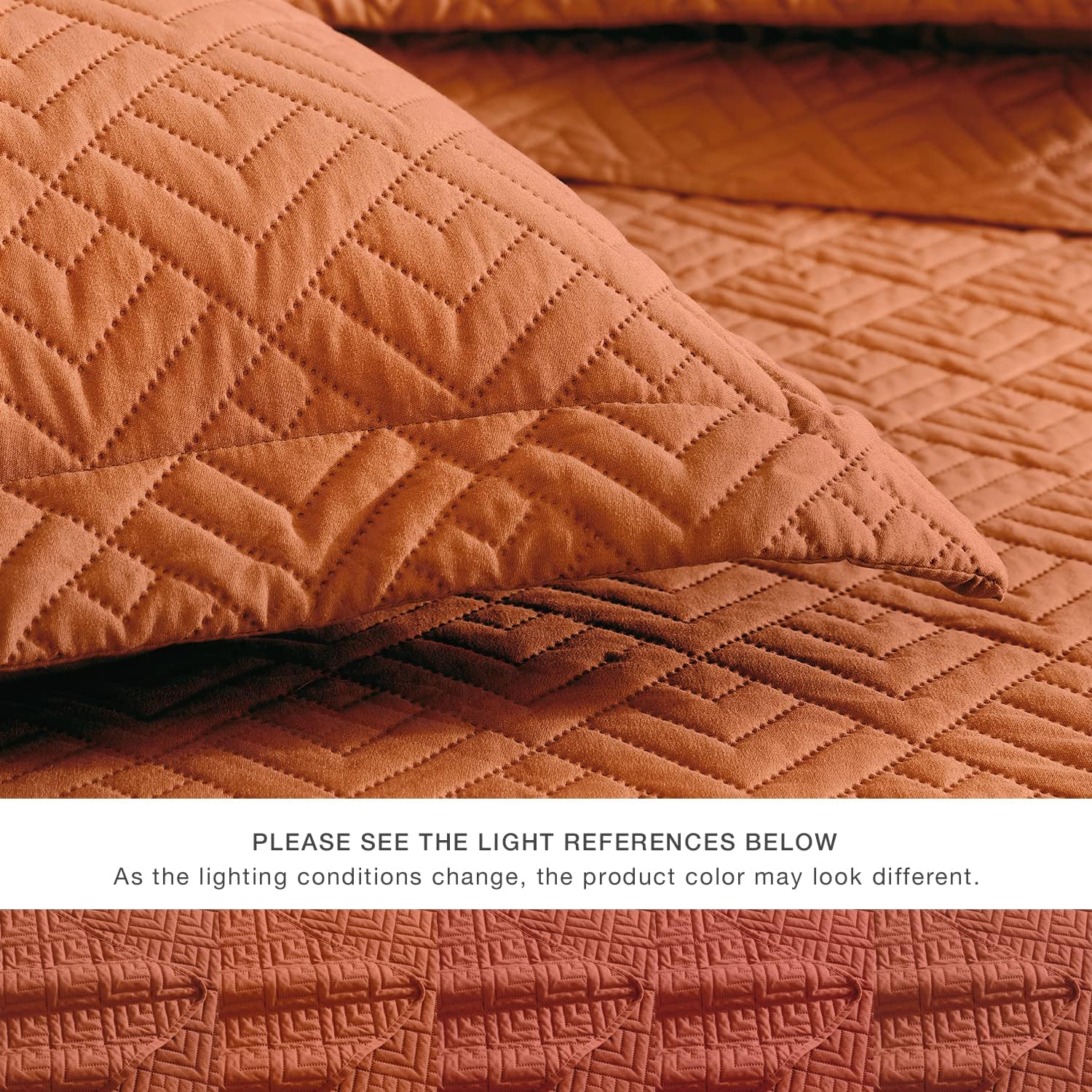 EXQ Home Quilt Set Twin Size Umber 2 Piece,Lightweight Soft Coverlet Modern Style Squares Pattern Bedspread Set(1 Quilt,1 Pillow Sham)