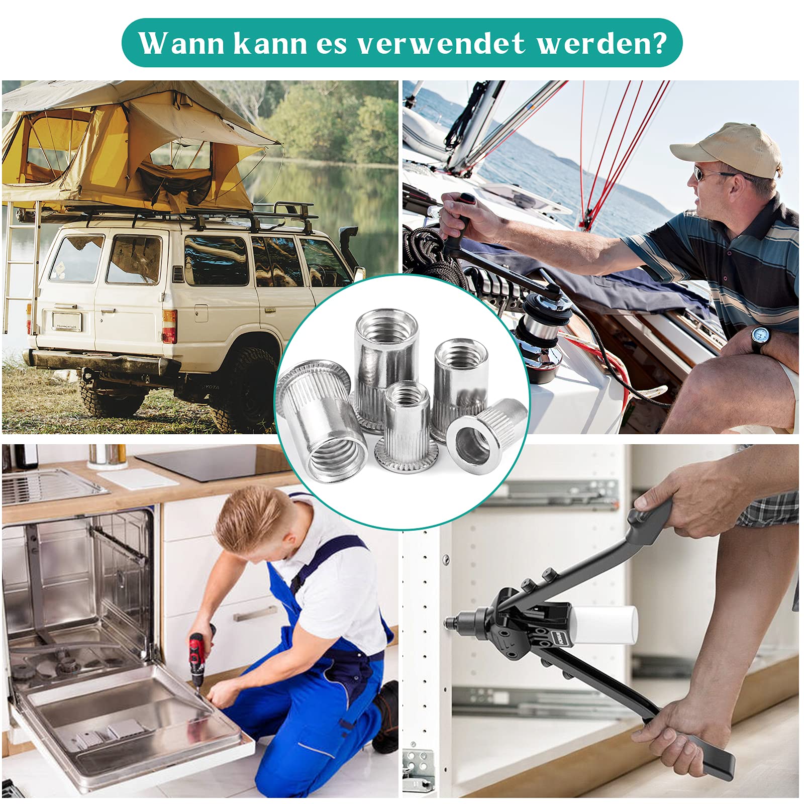 235 Stück Nietmuttern Sortiment Set, M3 M4 M5 M6 M8 M10 A2-70 Edelstahl Zugnietmutter Rivet nuts Muttern mit Aufbewahrungsbox (breit) (235 Stück Nietmuttern)