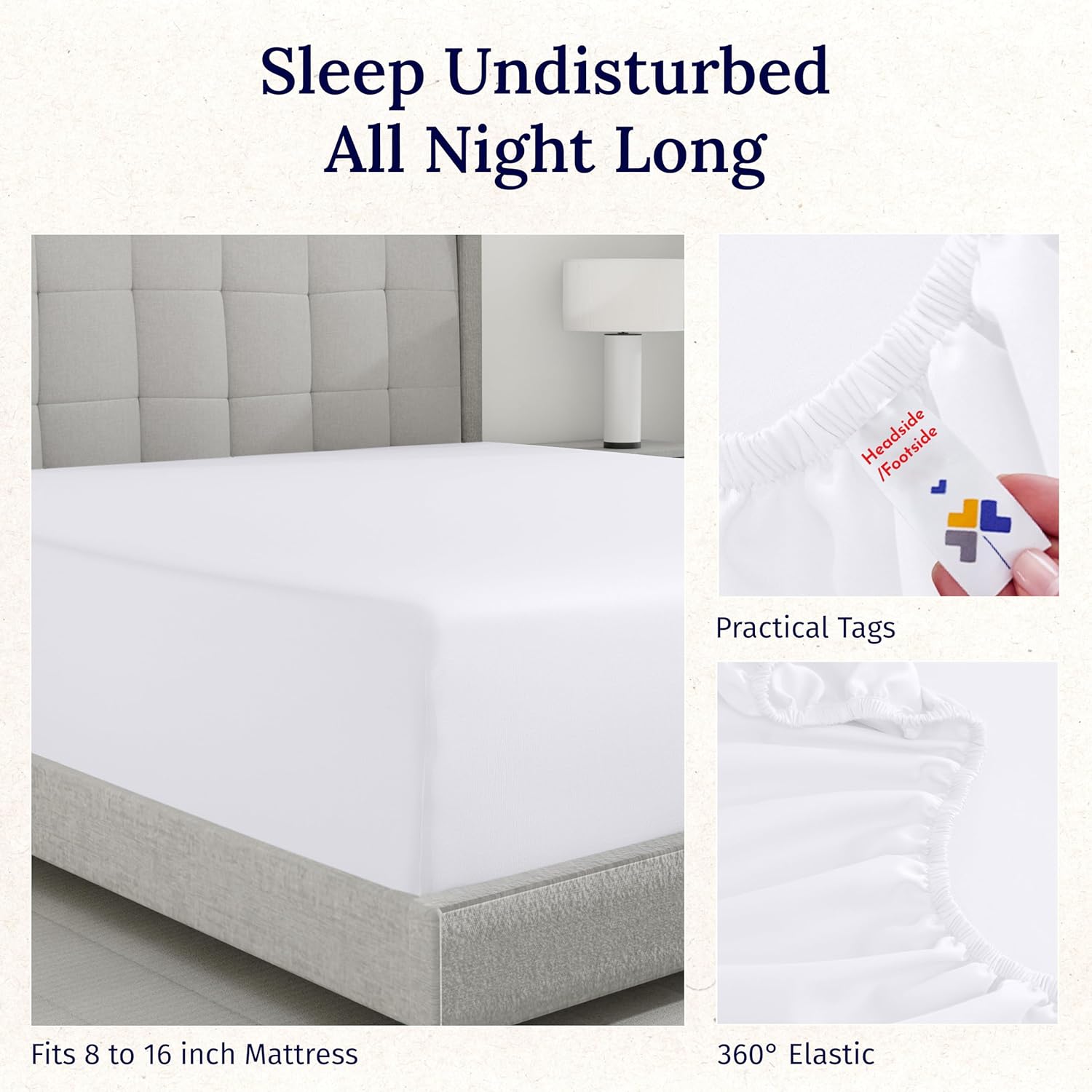 California Design Den Queen Size Fitted Sheet Only - 100% Cotton, 600 Thread Count, Soft Deep Pocket Bottom Fitted Sheet, Sateen Weave, Premium-Feel Bedding, Featuring Foot Side Indicator - White