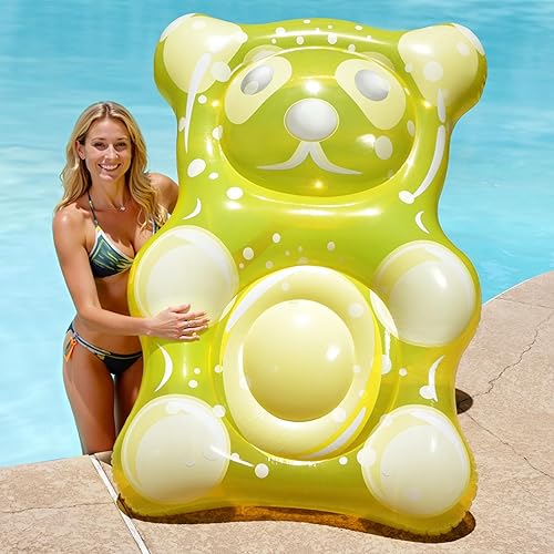 SLOOSH Flotadores inflables de oso de goma de 60 pulgadas para piscina, divertidos flotadores para piscina, juguetes para decoración de fiesta,