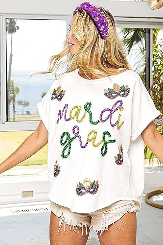 Miniatura 2 de Diadema de Mardi Gras para mujer, máscara de corona de flor de lis, diadema anudada, diadema morada con diamantes de imitación y perlas en la parte