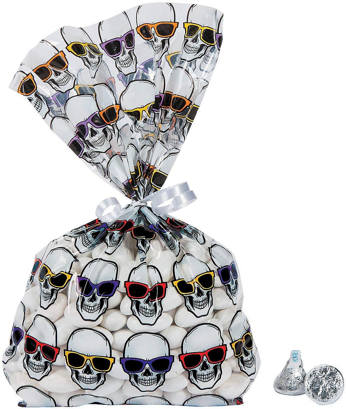 Fun Express - Cool Skeletons Cello Bags for Halloween - Party Supplies - Bags - Cellophane Bags - Halloween - 12 Pieces