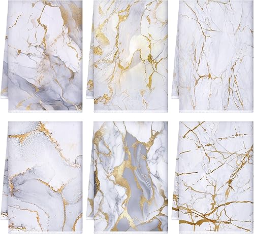 Miniatura 19 de Boyiee Juego de 6 toallas de cocina de café marrones, paños de cocina de 24 x 16 pulgadas, paños decorativos absorbentes, accesorios de mano retro