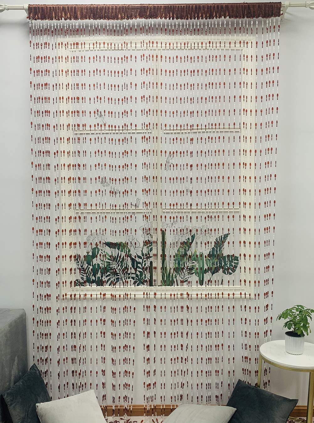 ZiDeTang Acrylic Beaded Door Curtain Décor Tassel Room Divider Curtain (Brown, 300cm by 250cm)