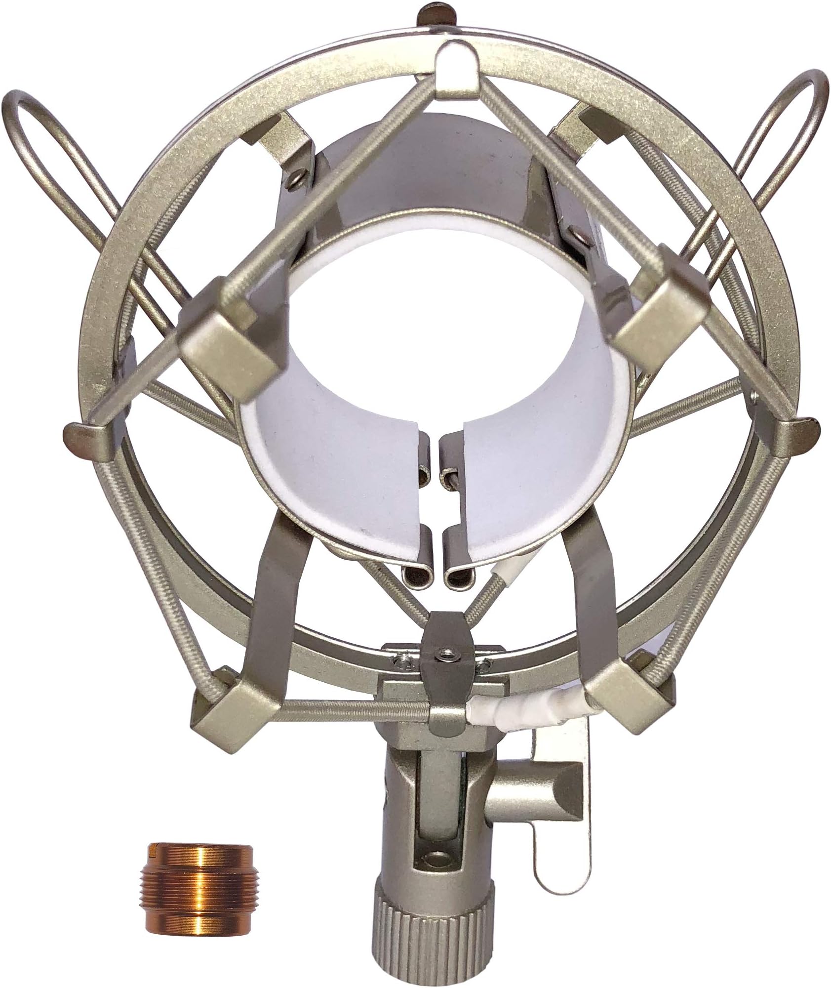 Universal Microphone Shock Mount for Standard Condenser Mic, Gulee Adjustable Anti Vibration Metal Shockmount Mic Holder Clip Clamp with 5/8" Screw Adapter for [47MM-53mm] Microphone [Durable] Silver