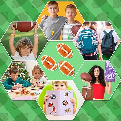 Miniatura 5 de Hiboom 110 recuerdos de fiesta de fútbol incluyen 12 bolsas de regalos de fútbol, 12 silbatos de fútbol, 12 borradores de fútbol 3D, 12 llaveros, 12