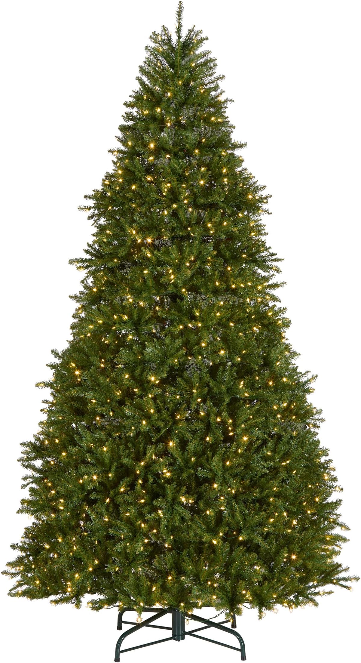 National Tree Company 10 ft Pre-Lit Dunhill Fir Full Artificial Christmas Tree, 1,200 LED Lights, 5,090 Tips, Foot Pedal, 10 Light Functions, Includes Stand, Green