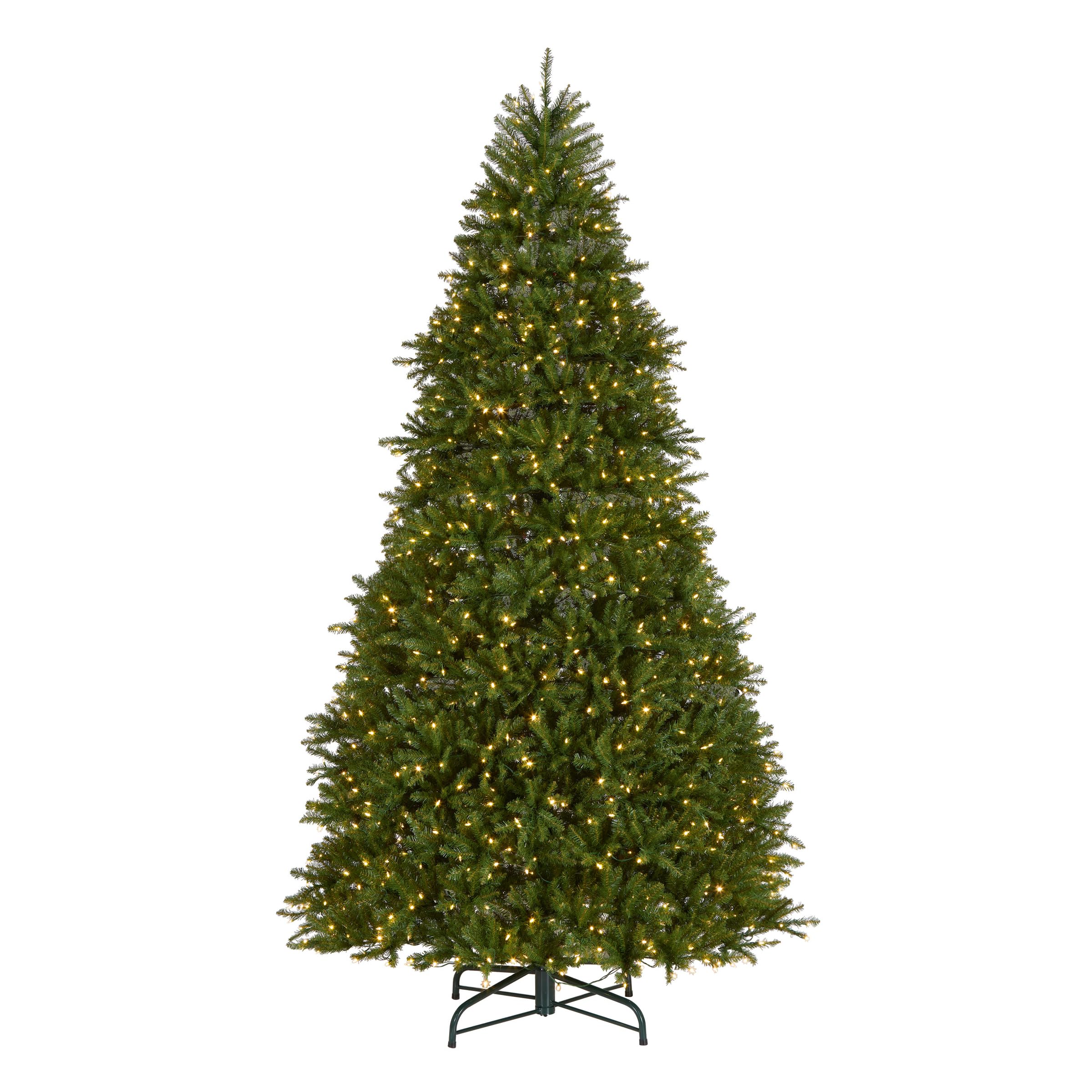 National Tree Company 10 ft Pre-Lit Dunhill Fir Full Artificial Christmas Tree, 1,200 LED Lights, 5,090 Tips, Foot Pedal, 10 Light Functions, Includes Stand, Green