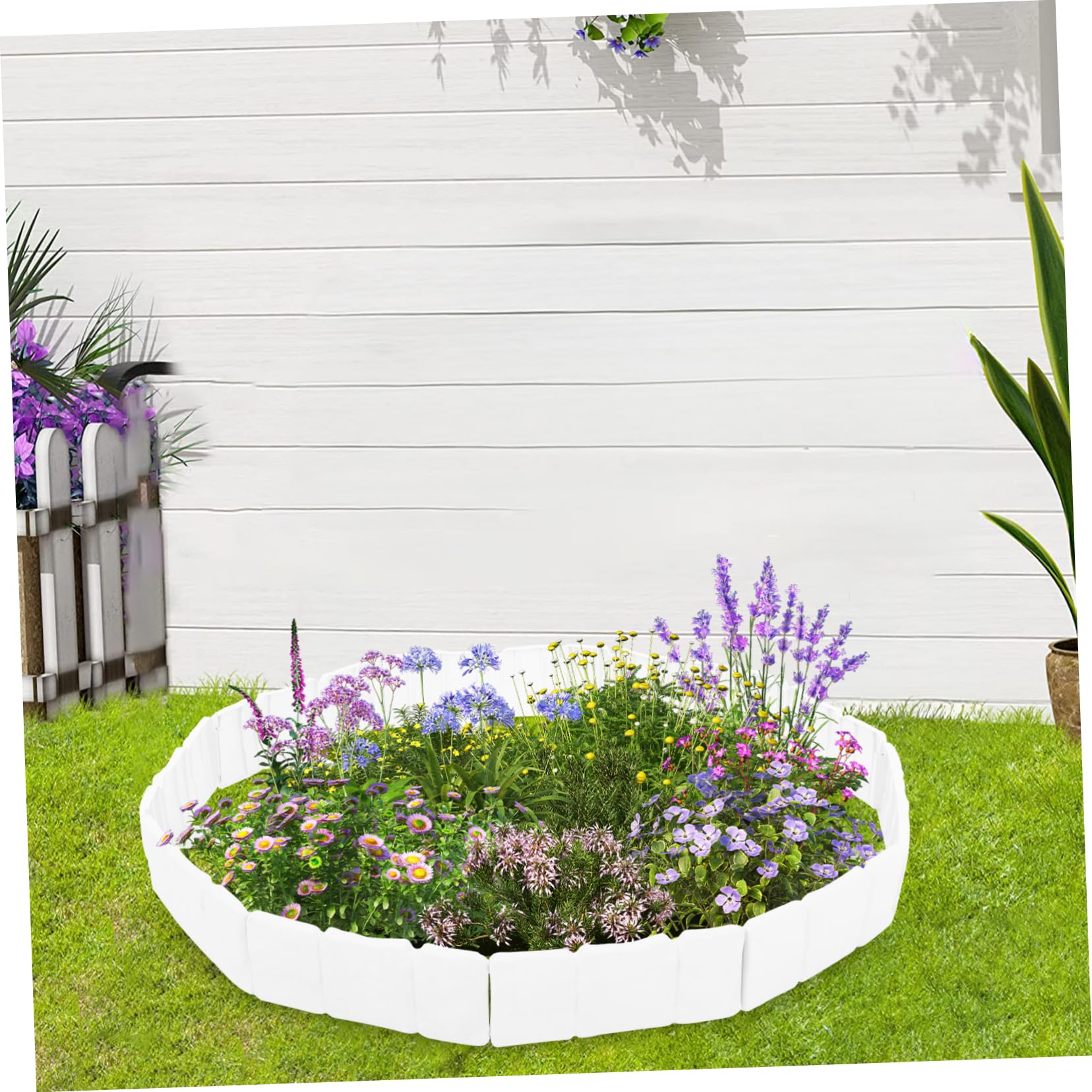 BESPORTBLE 10piezas Valla De Jardinería De Plástico De Jardín Decorativo con Aspecto De Piedra para Césped y Borduras De Jardín Incluye Clavos para Fijar