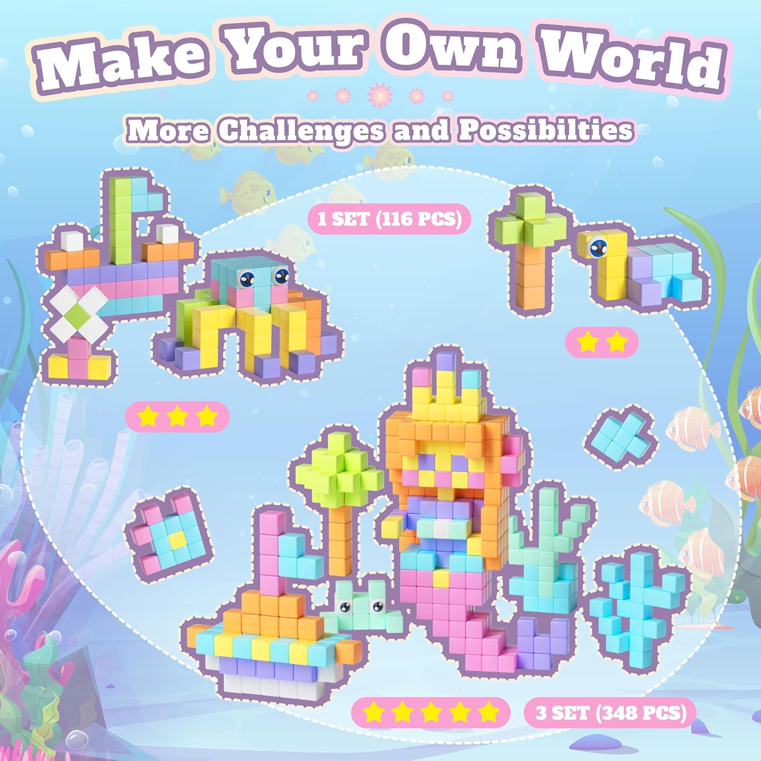 VigorFun 116 PCS Magnetic Blocks Set (Bright Color) & 116 PCS Magnetic Blocks Set (Macaron Color)